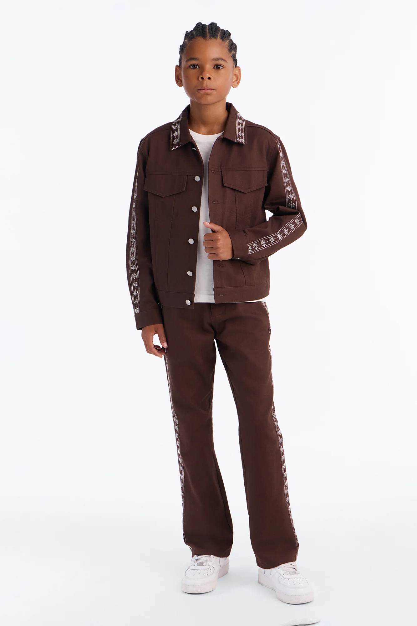 Mini On A Loop Embroidered Stitch Trucker Jacket - Brown - Image 2