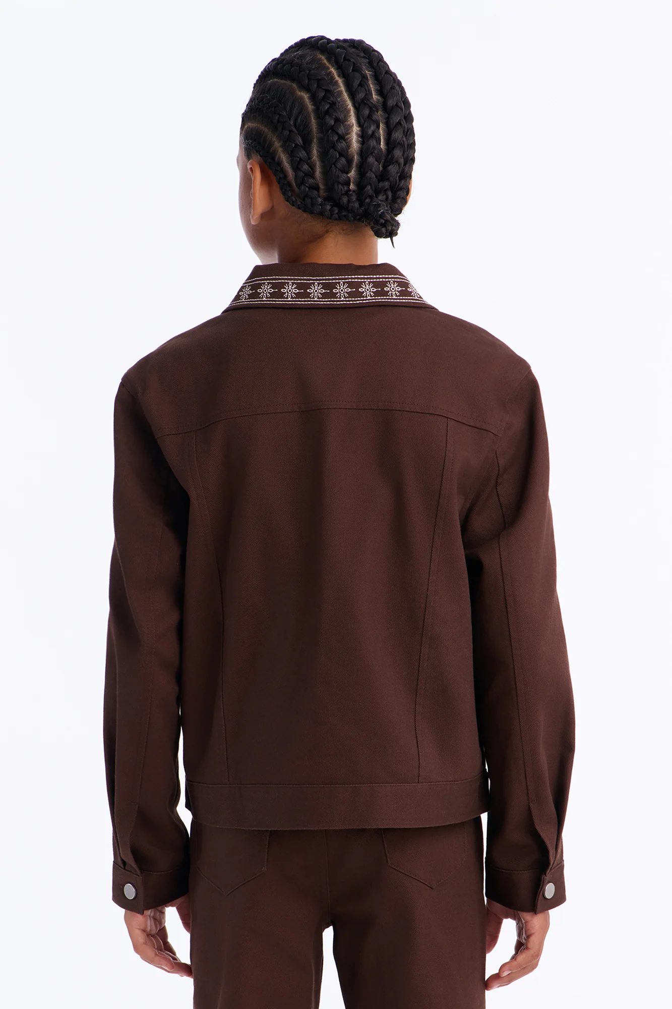 Mini On A Loop Embroidered Stitch Trucker Jacket - Brown - Image 4