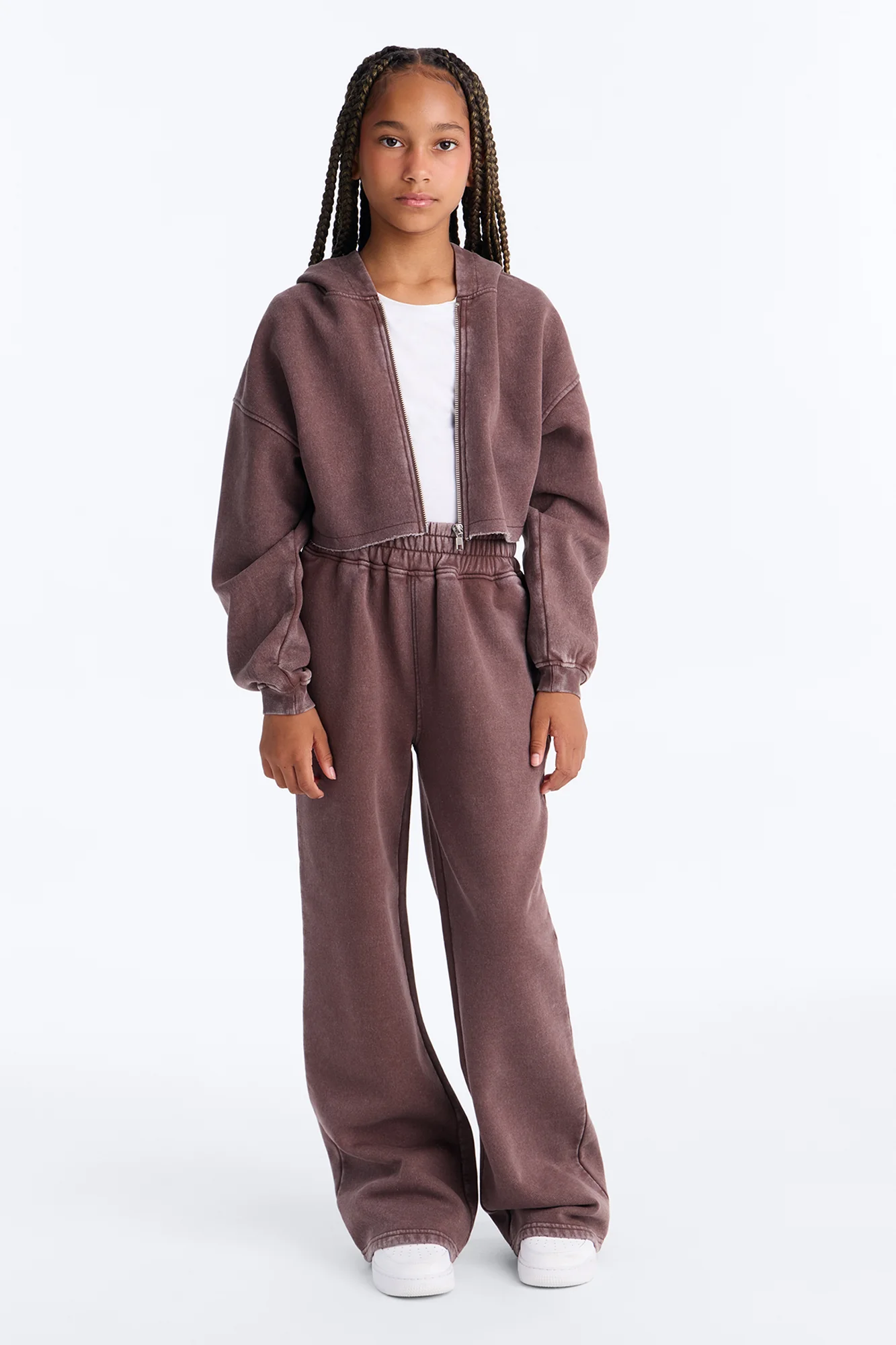 Mini On The Go Fleece Pant Set II - Chocolate