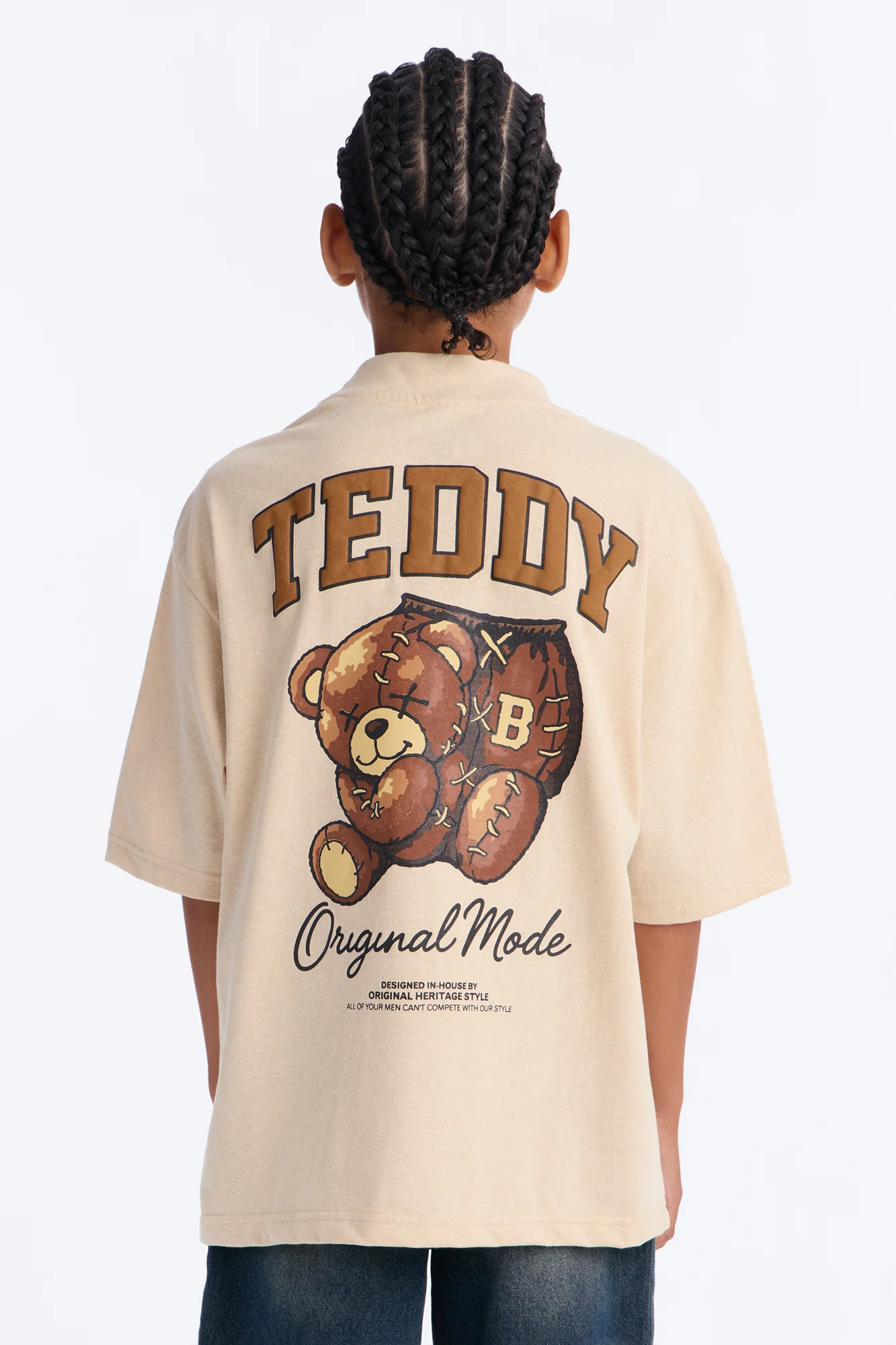 Mini Original Teddy Short Sleeve Front/Back Tee - Sand