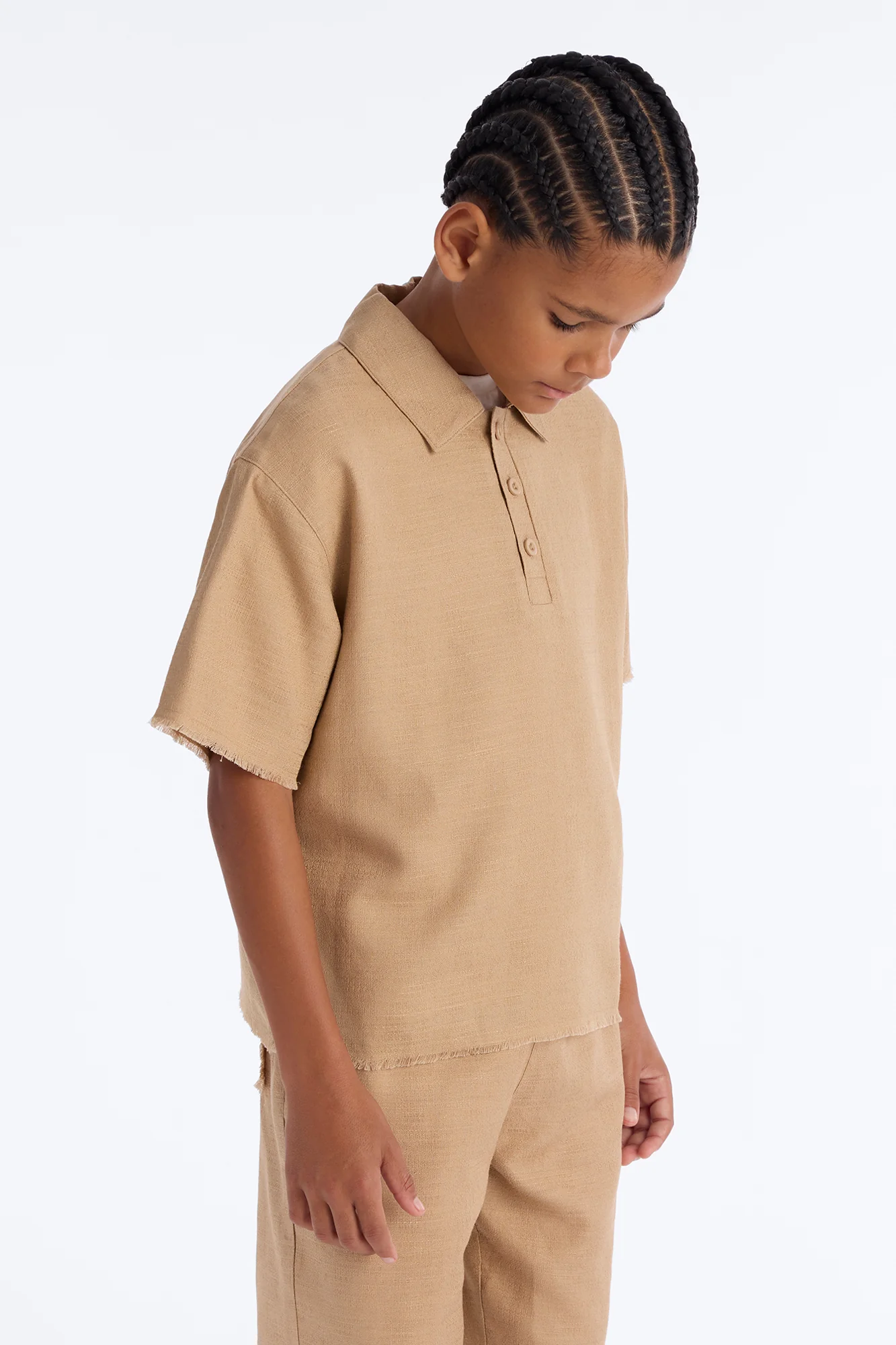 Mini Oversized Tropic Fearless Polo Shirt - Tan - Image 4