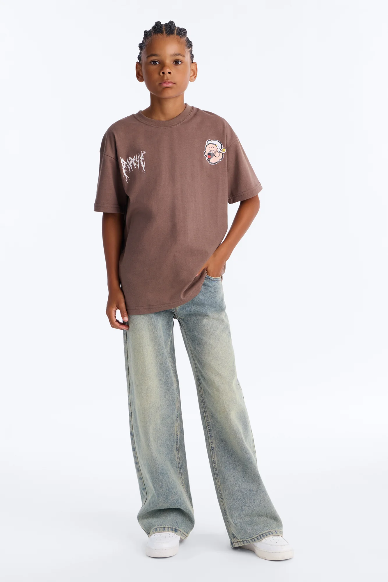 Mini Popeye Powered By Spinach Short Sleeve Tee - Brown - Image 3