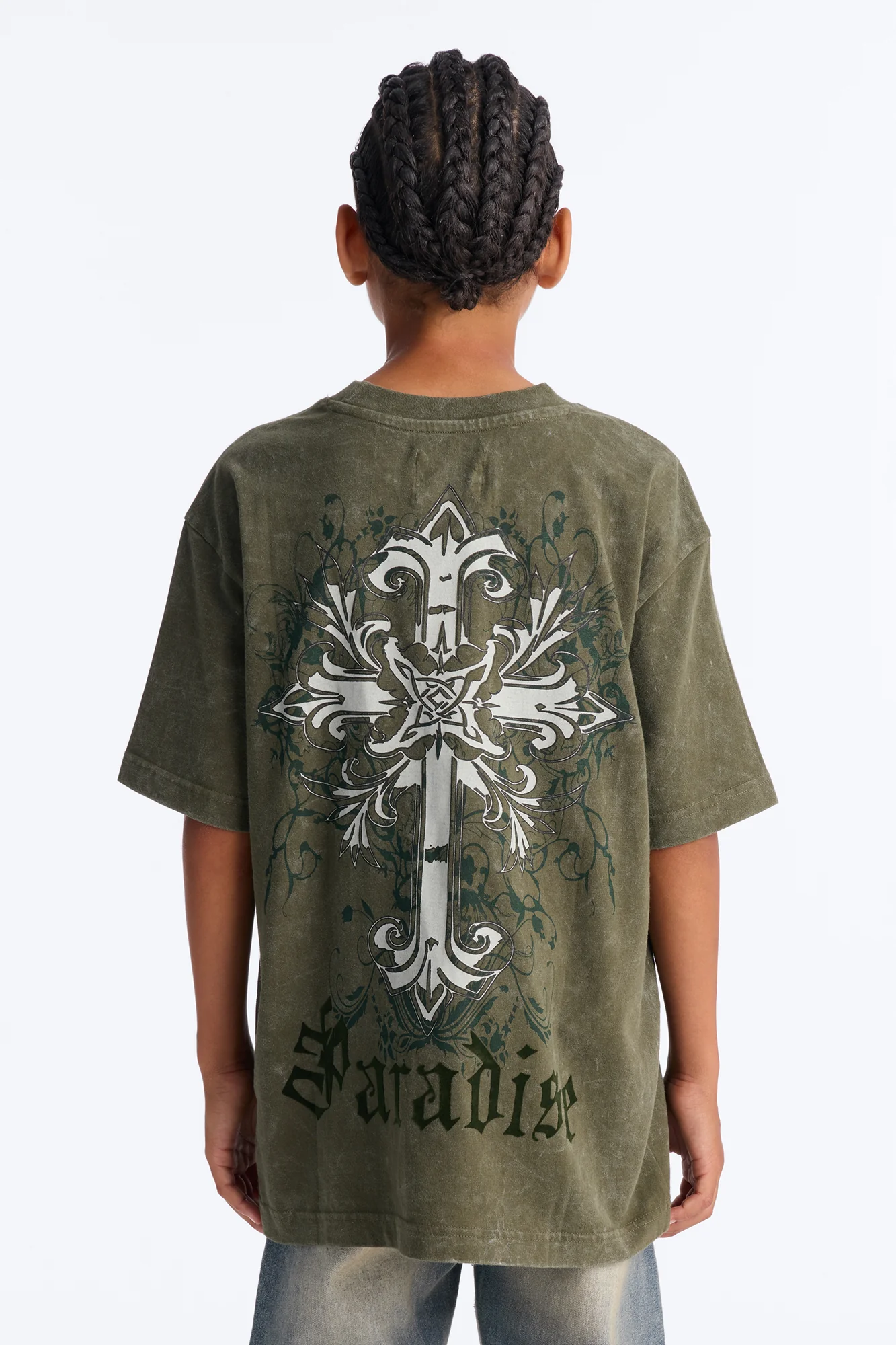 Mini Pure Paradise Short Sleeve Front/Back Tee - Olive