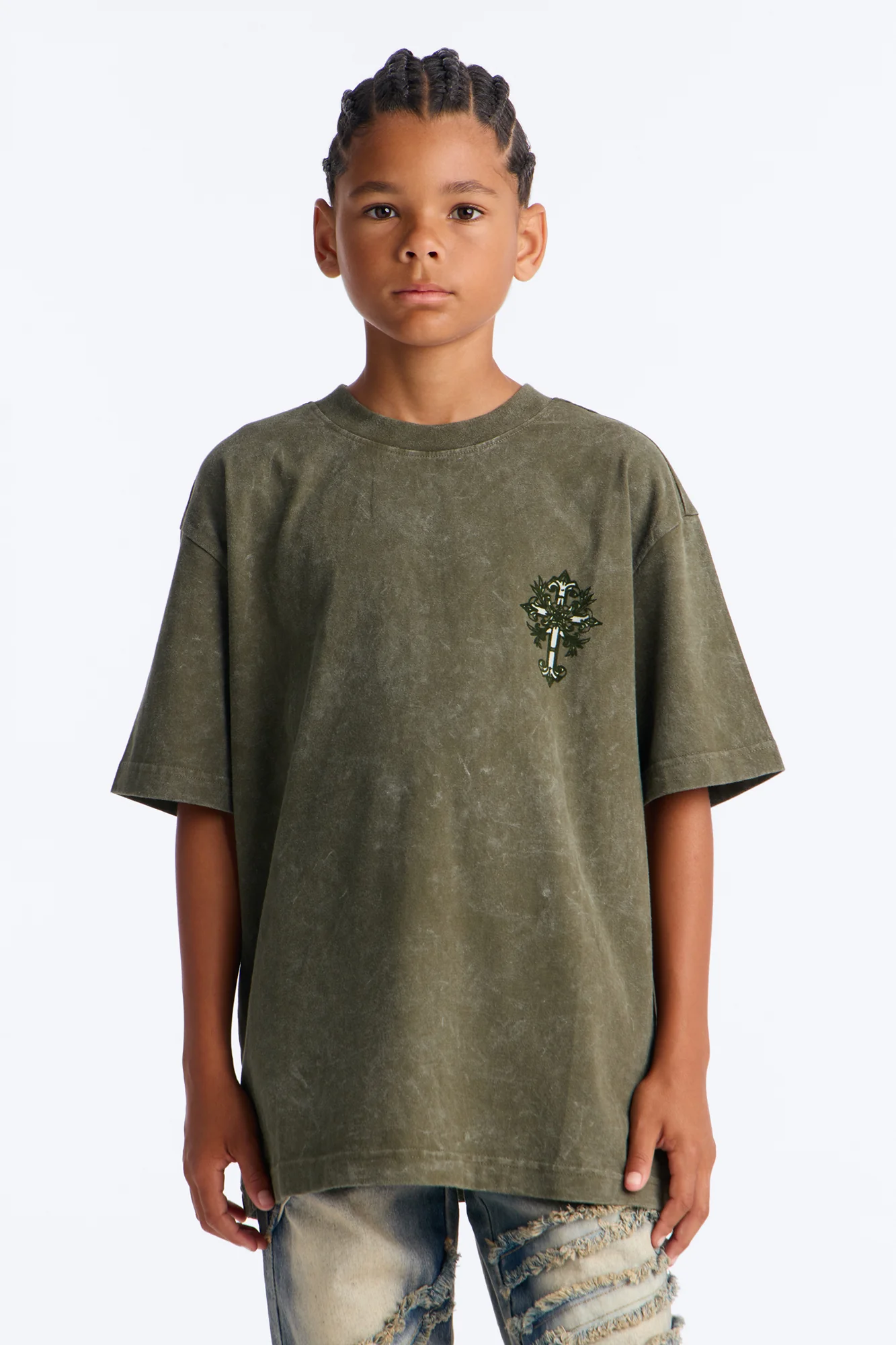 Mini Pure Paradise Short Sleeve Front/Back Tee - Olive - Image 3