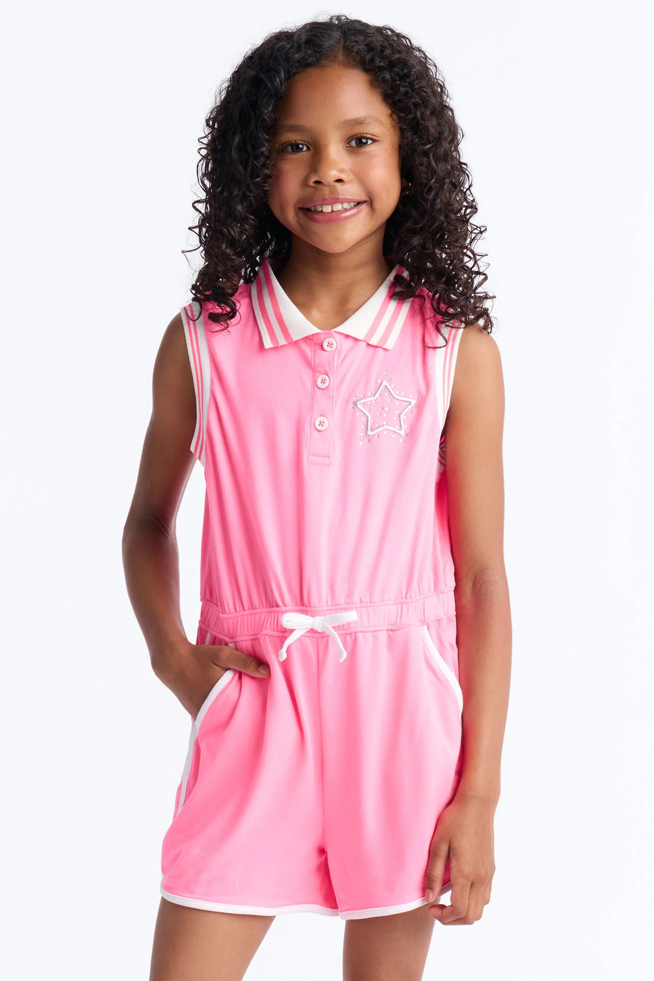 Mini Reaching For The Stars Sleeveless Romper - Pink - Image 2