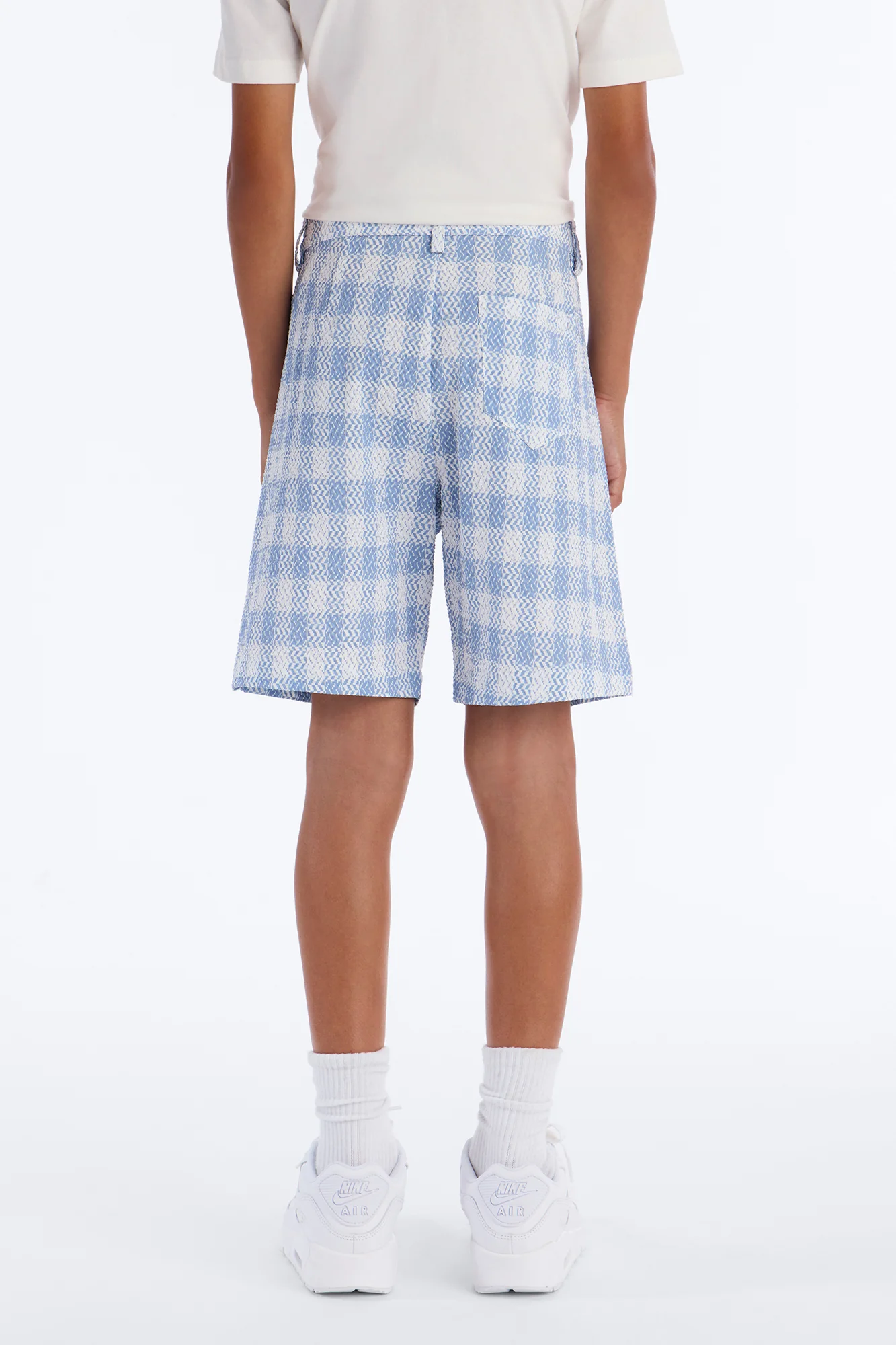 Mini Relaxed Chess Check Seersucker Short - Blue - Image 4