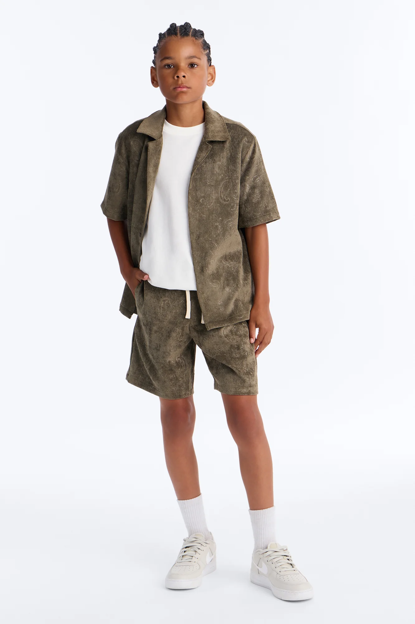 Mini Relaxed Field Of Paisley Short - Olive