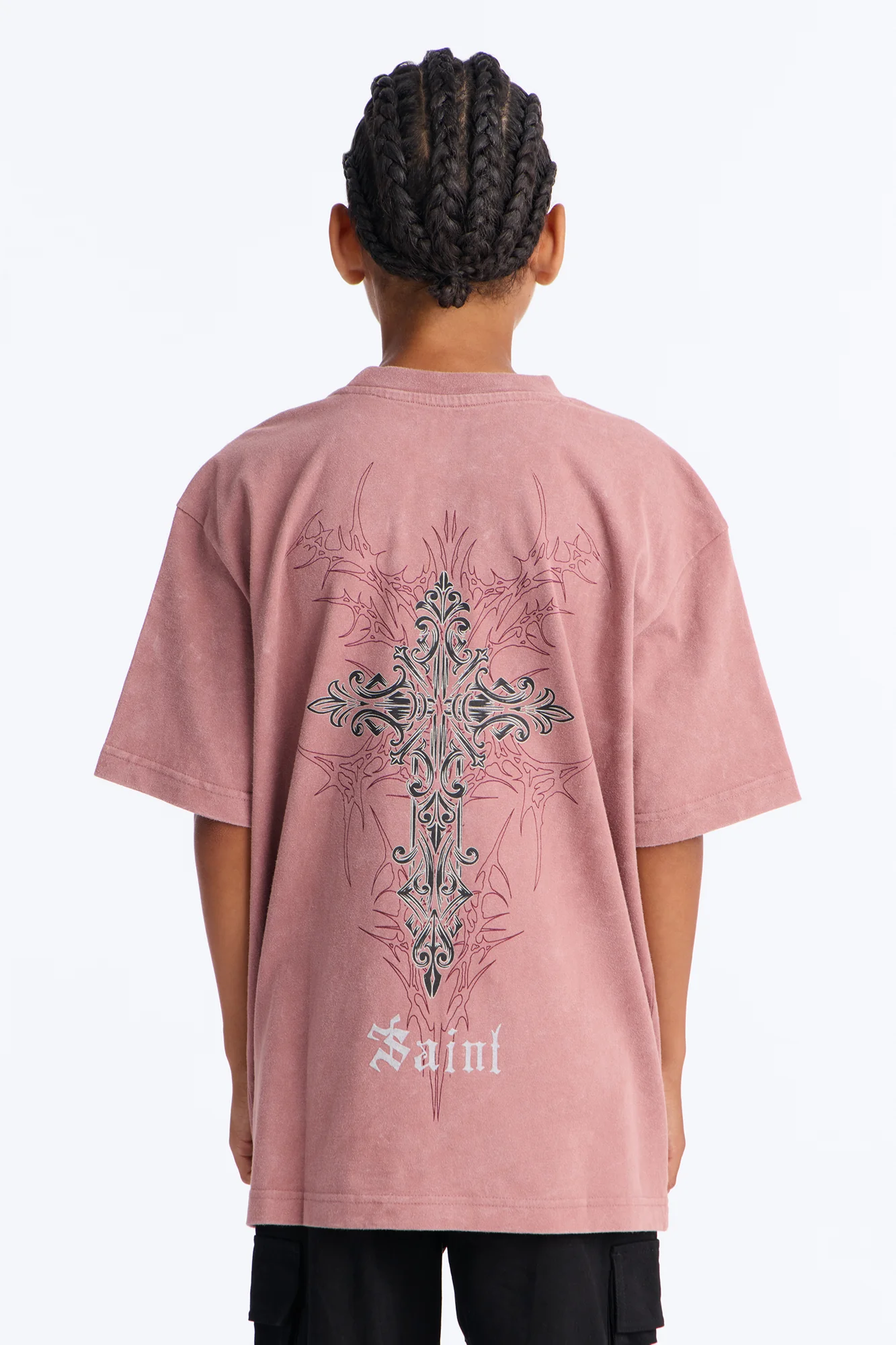 Mini Saint Short Sleeve Front/Back Tee - Burgundy