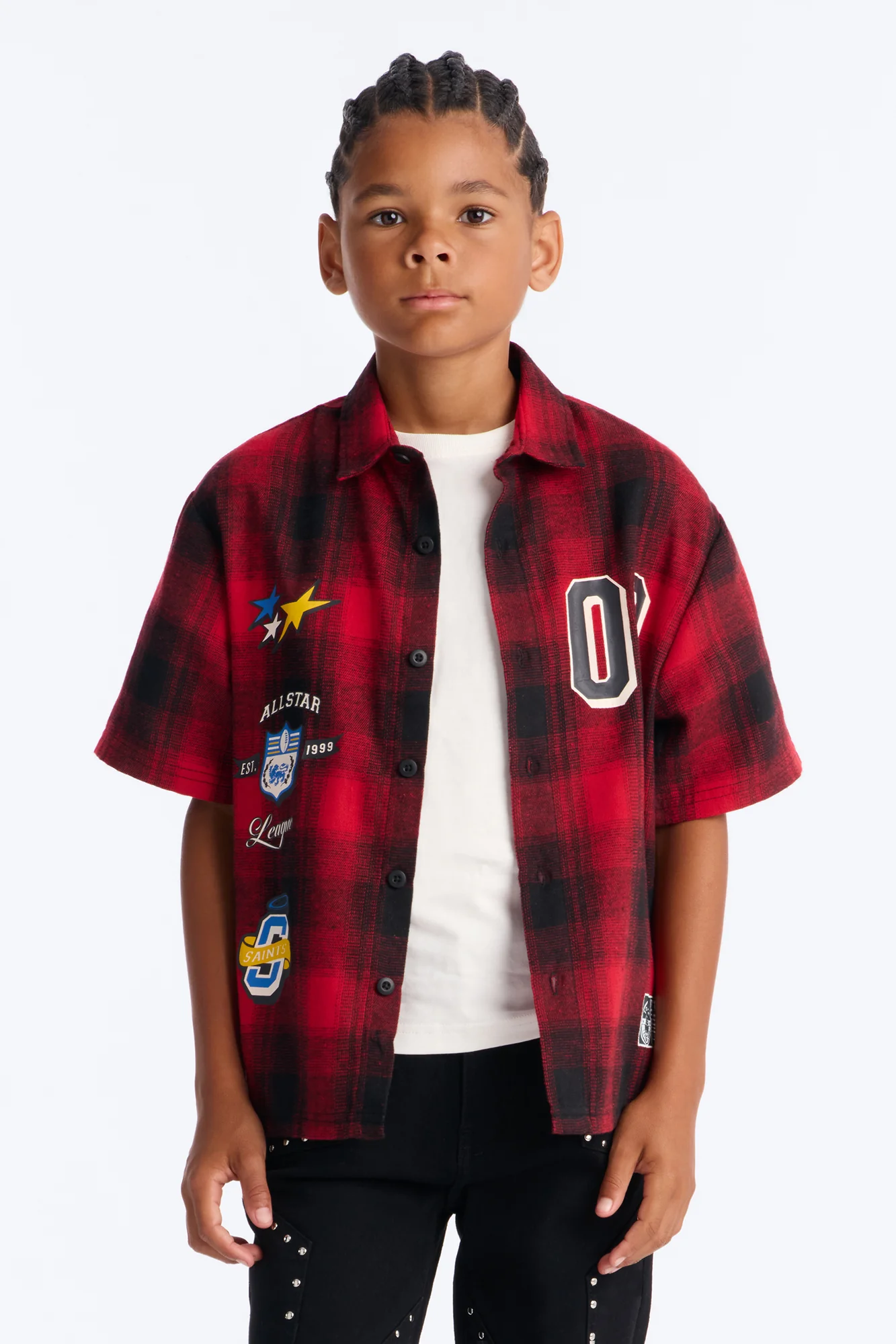 Mini Saints All Star League Front/Back Button Down Shirt - Red/Black - Image 3