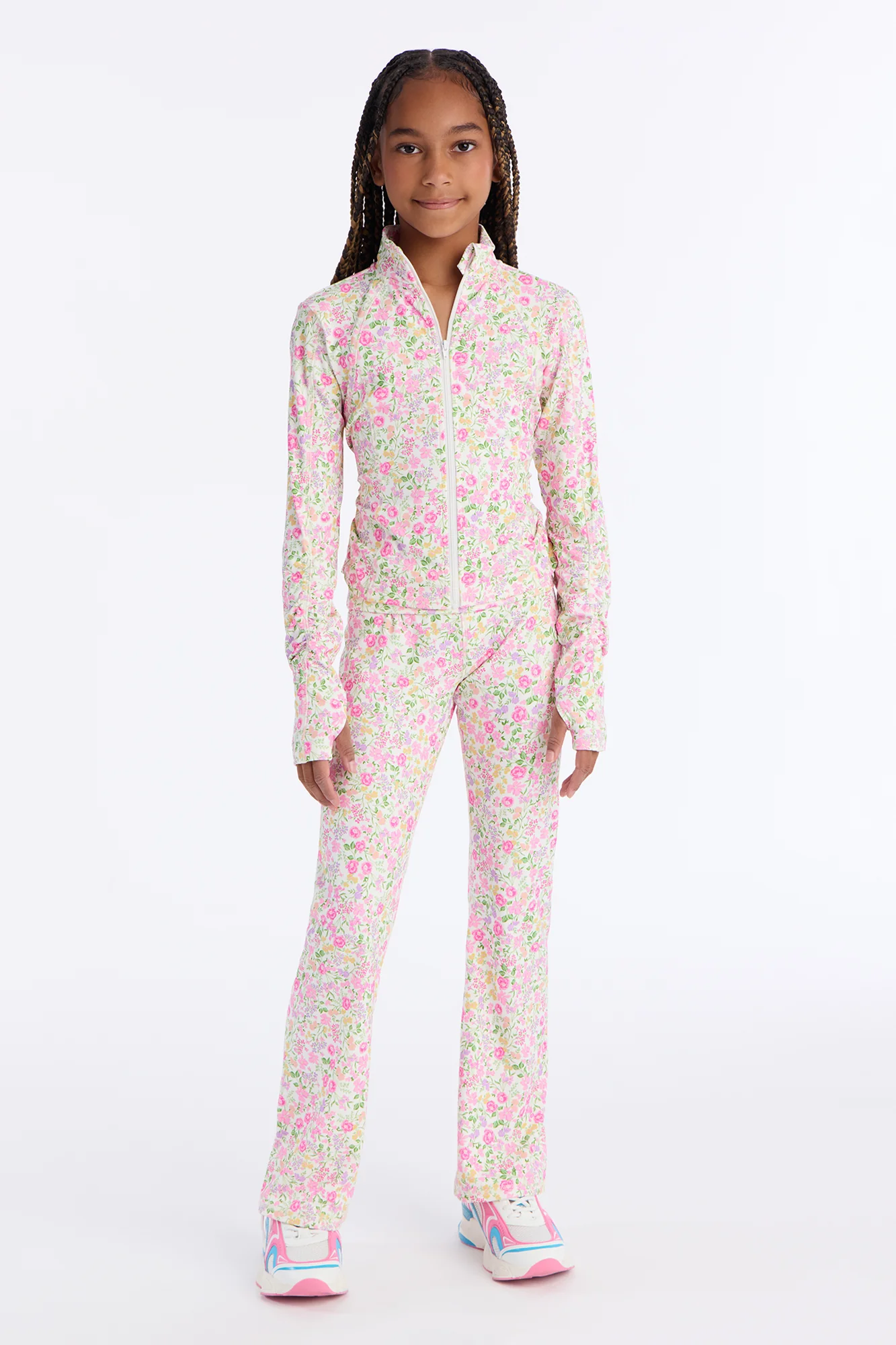 Mini So Grateful Floral Zip Jacket - White/Pink - Image 2