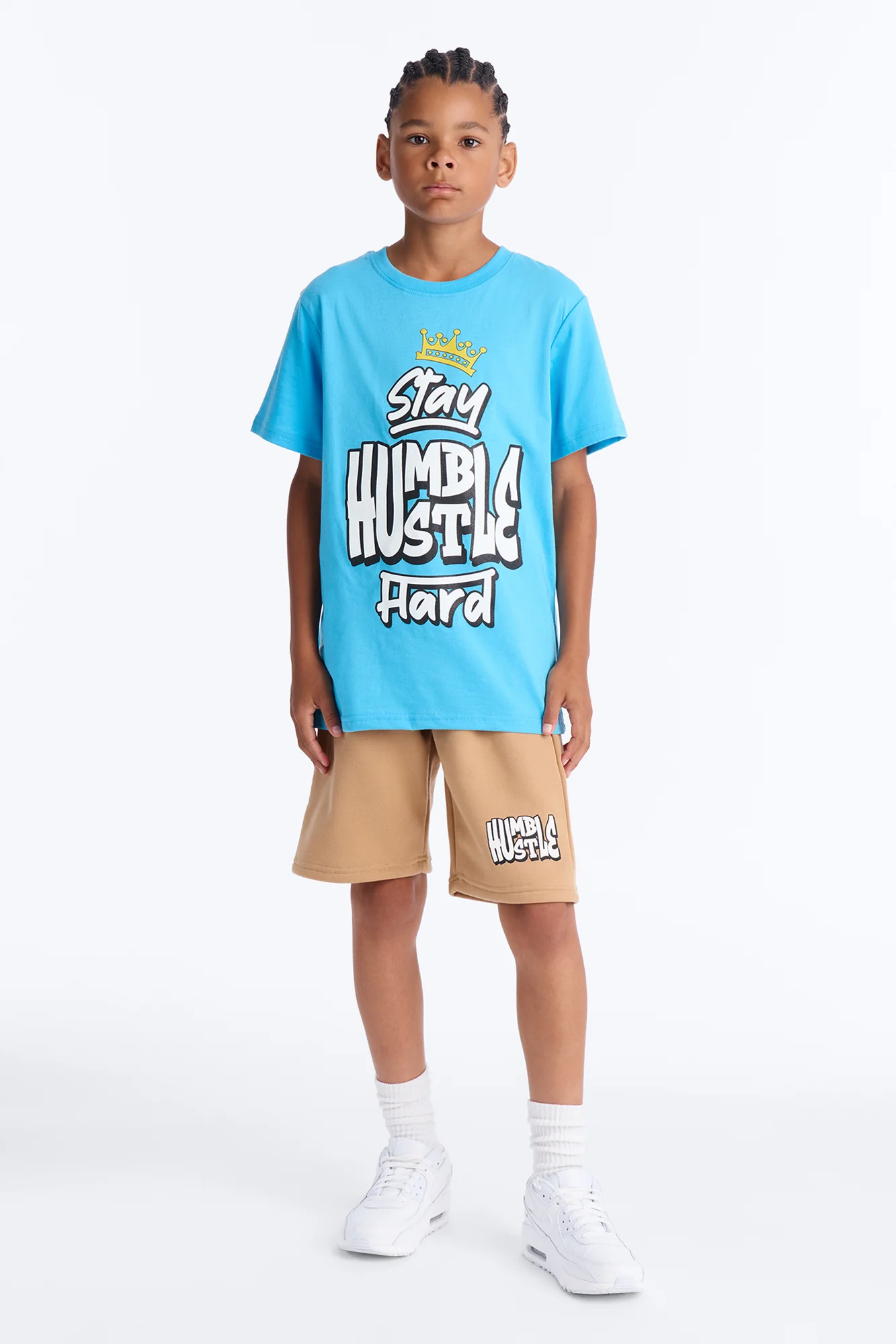 Mini Stay Humble Hustle Hard Short Set - Blue/combo