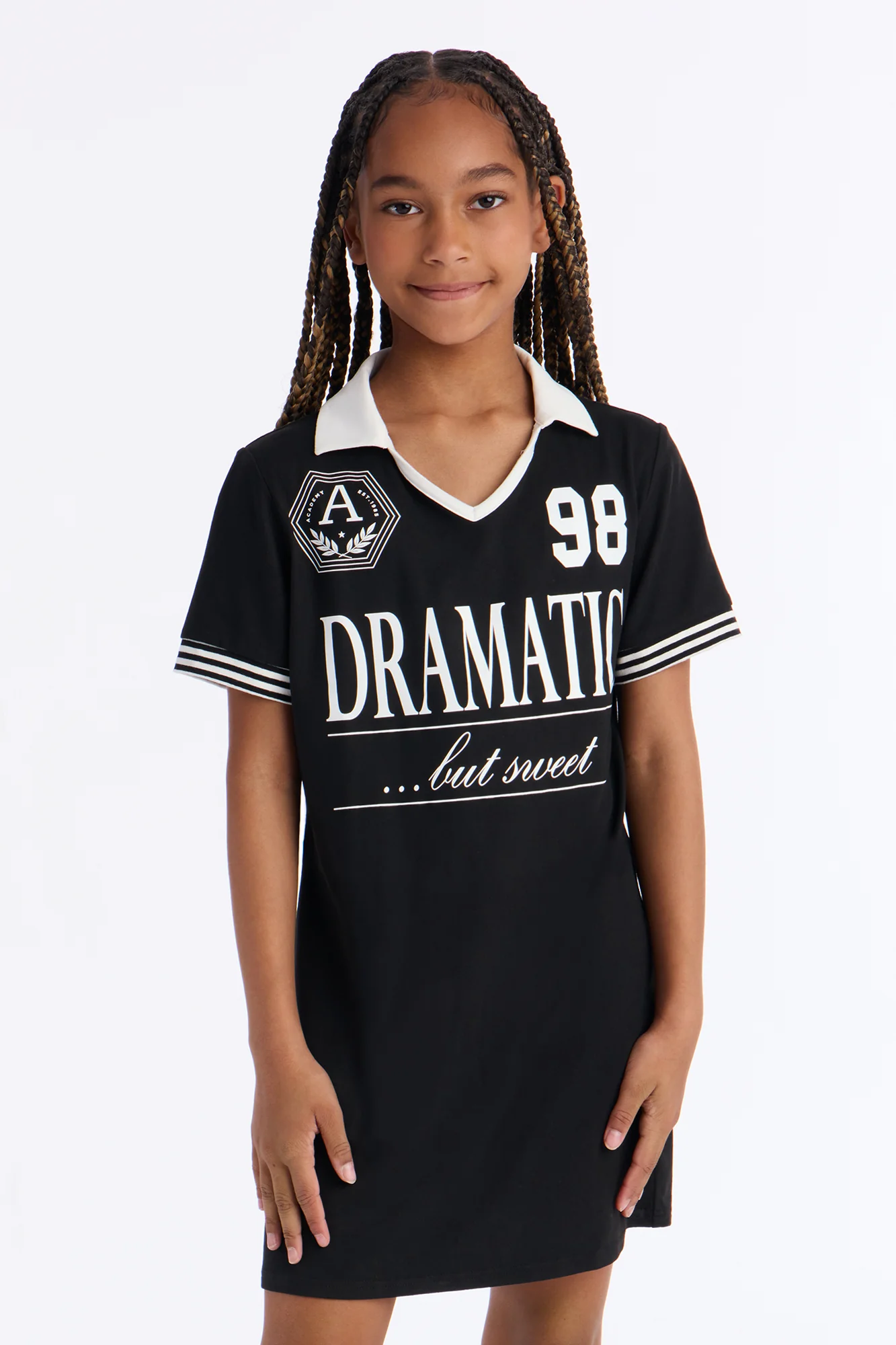 Mini Stay Sporty Polo Shirt Dress - Black/White
