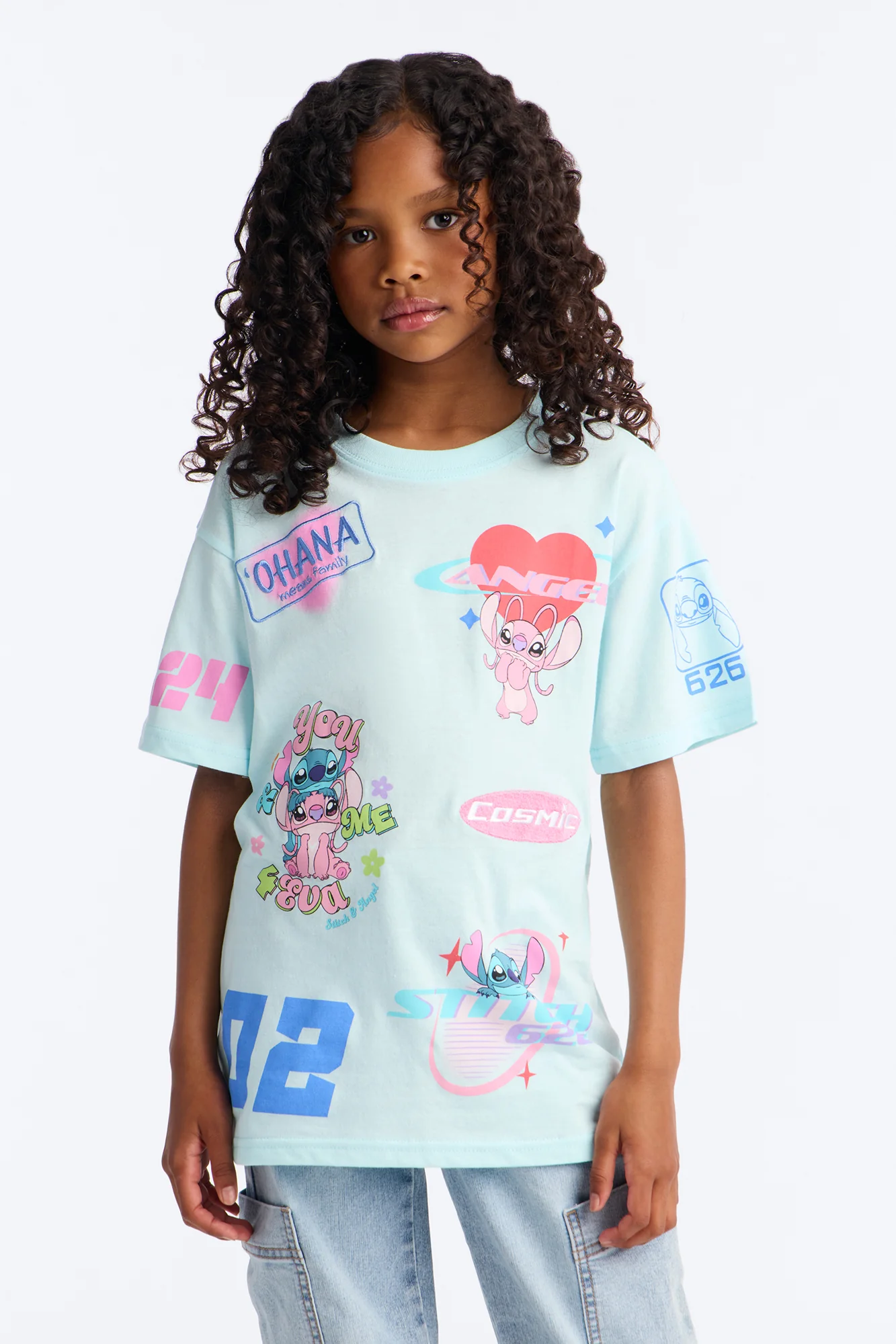 Mini Stitch And Angel Cosmic Dreams Short Sleeve Tee - Light Blue - Image 2