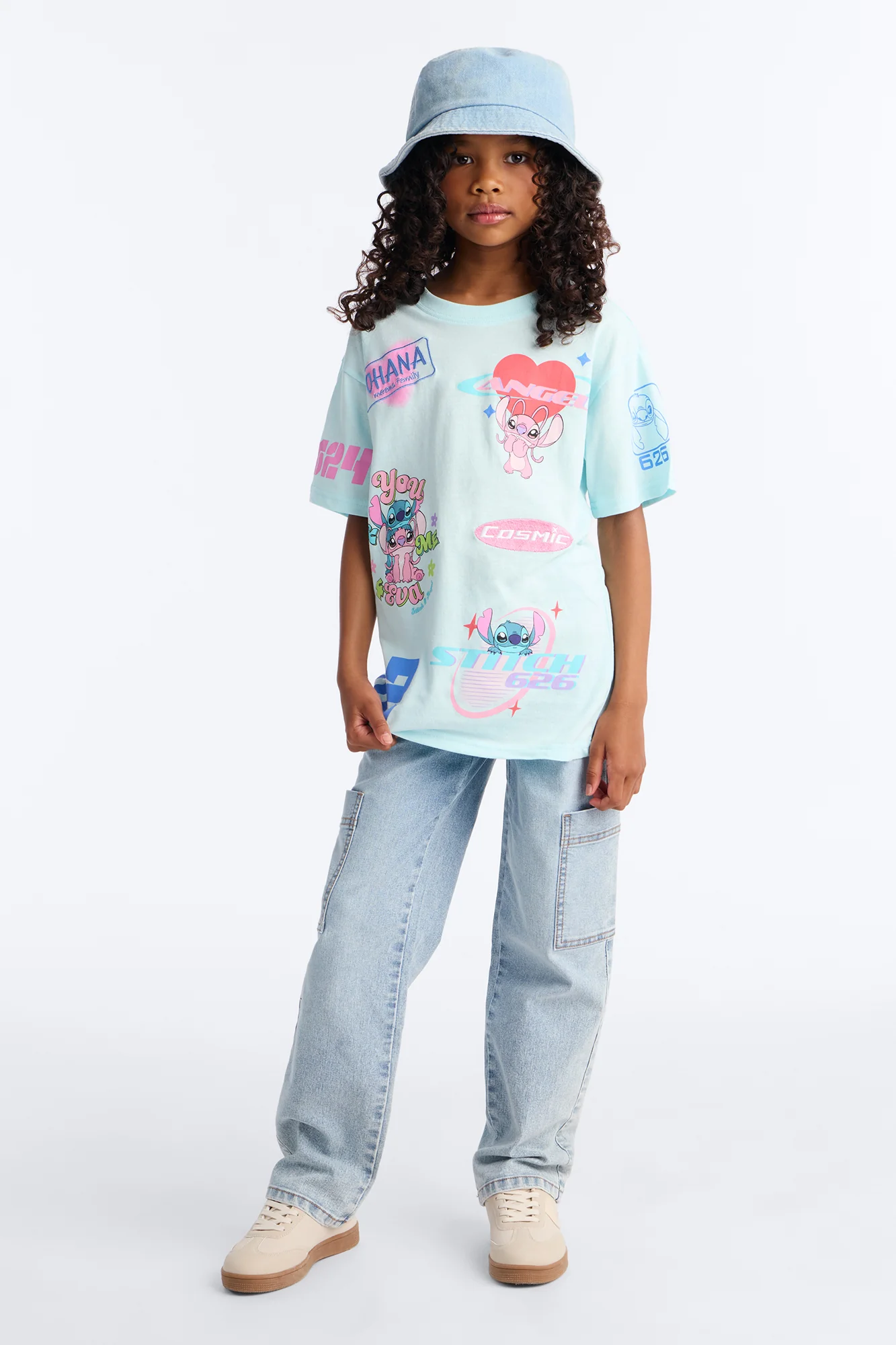 Mini Stitch And Angel Cosmic Dreams Short Sleeve Tee - Light Blue - Image 3