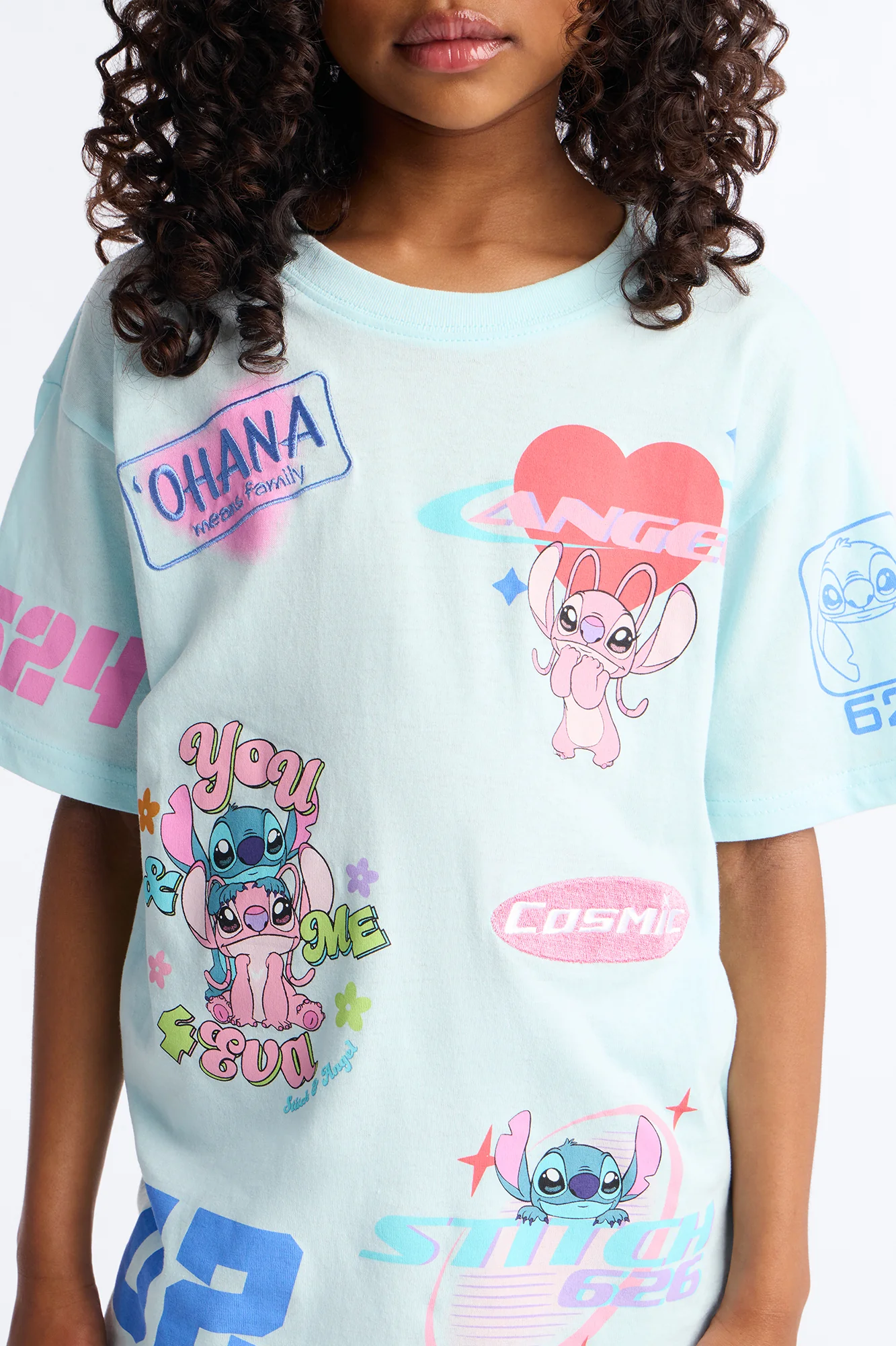 Mini Stitch And Angel Cosmic Dreams Short Sleeve Tee - Light Blue - Image 4