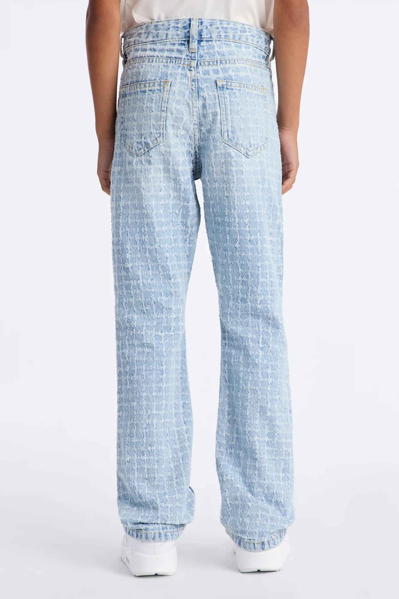 Mini Straight Flare Windowpane Jean - Light Wash - Image 4
