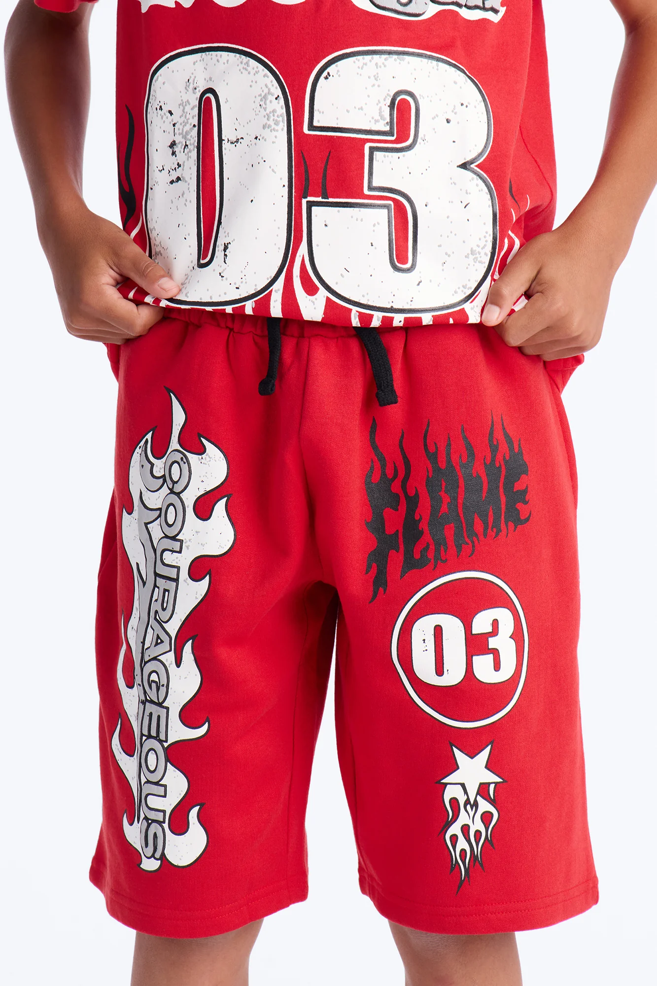 Mini Strength Fleece Short Set - Red - Image 3