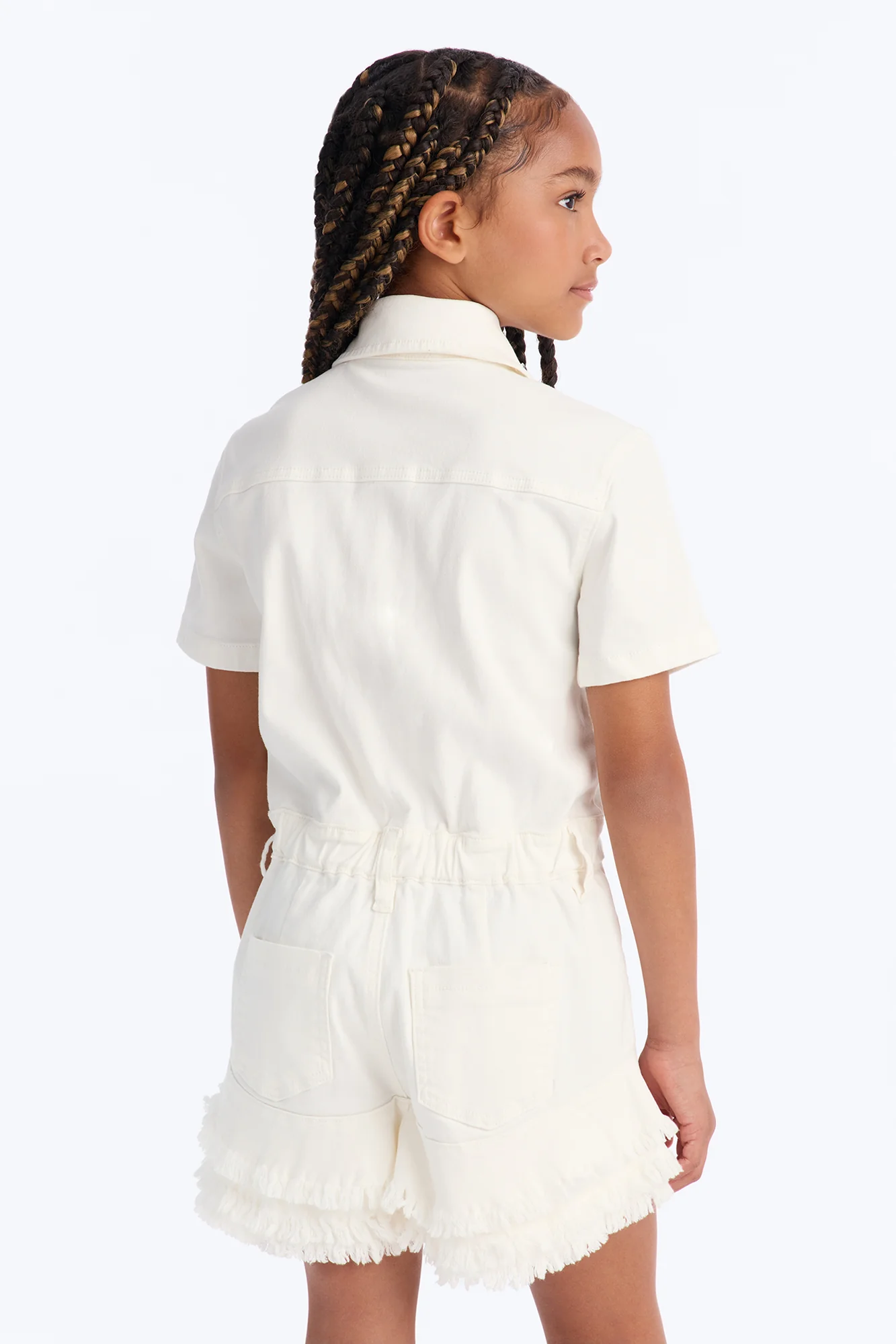 Mini Sweet Bliss Denim Romper - White - Image 4