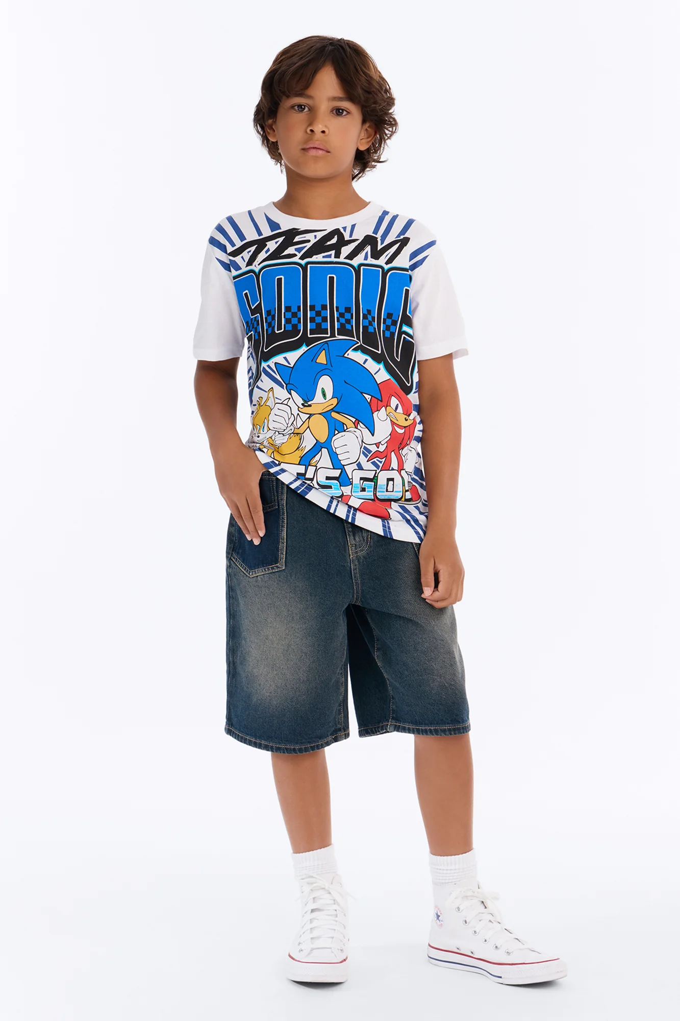 Mini Team Sonic Short Sleeve Front/Back Tee - White - Image 3