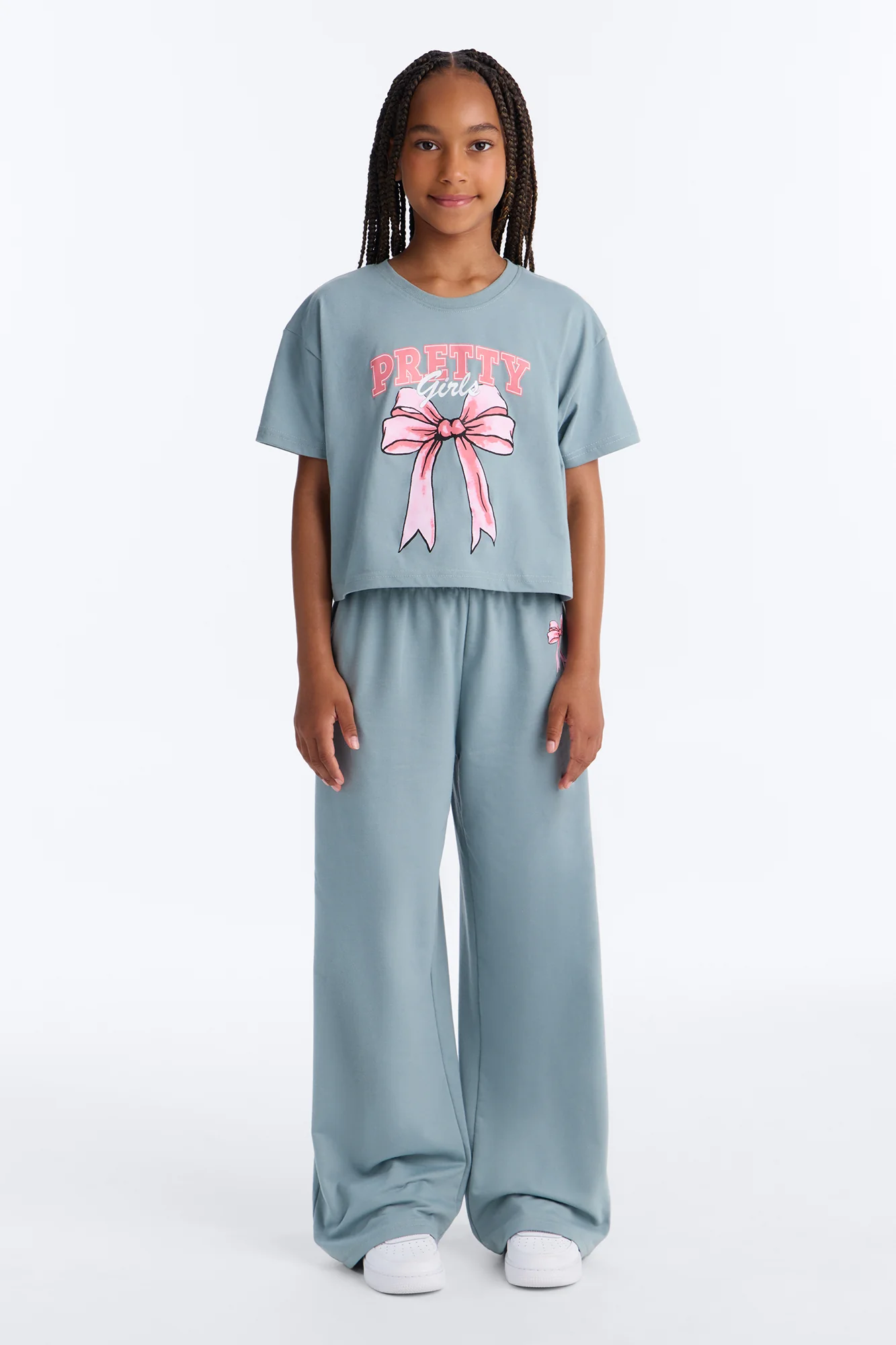 Mini Too Pretty Wide Leg Pant Set - Grey