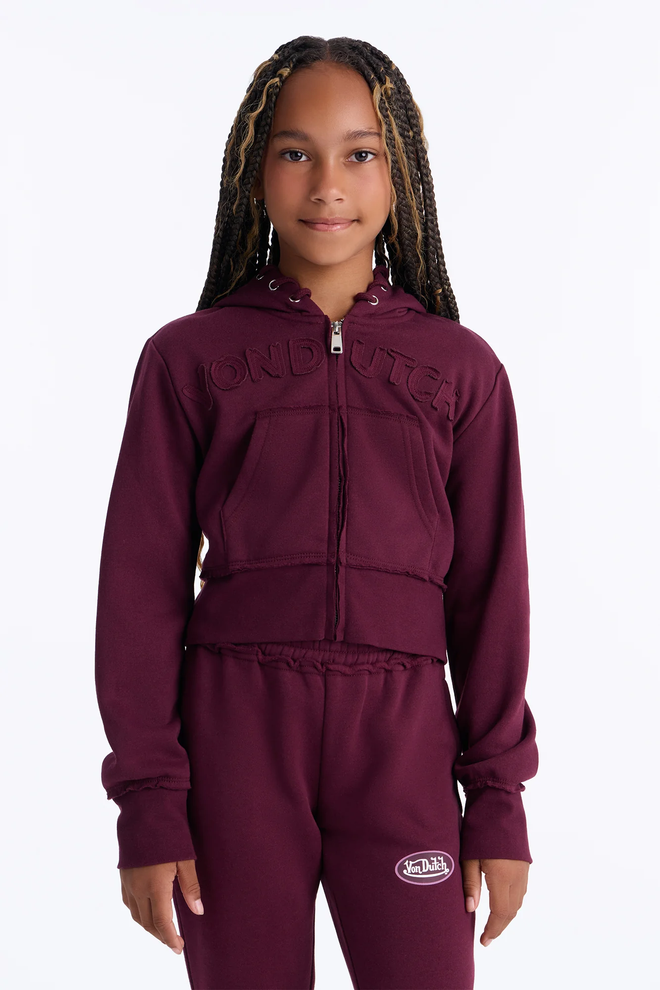 Mini Von Dutch Night Drive Zip Up Sweatshirt - Burgundy