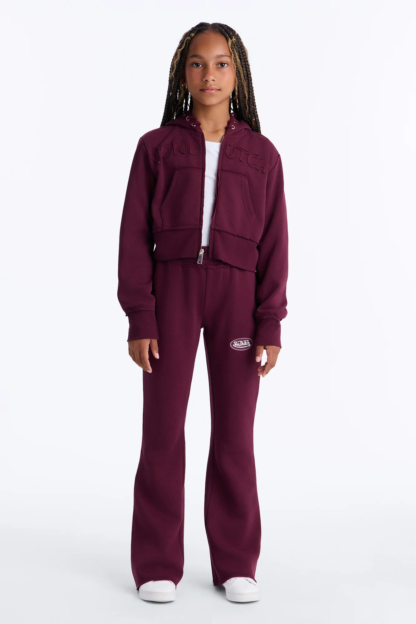 Mini Von Dutch Night Drive Zip Up Sweatshirt - Burgundy - Image 2