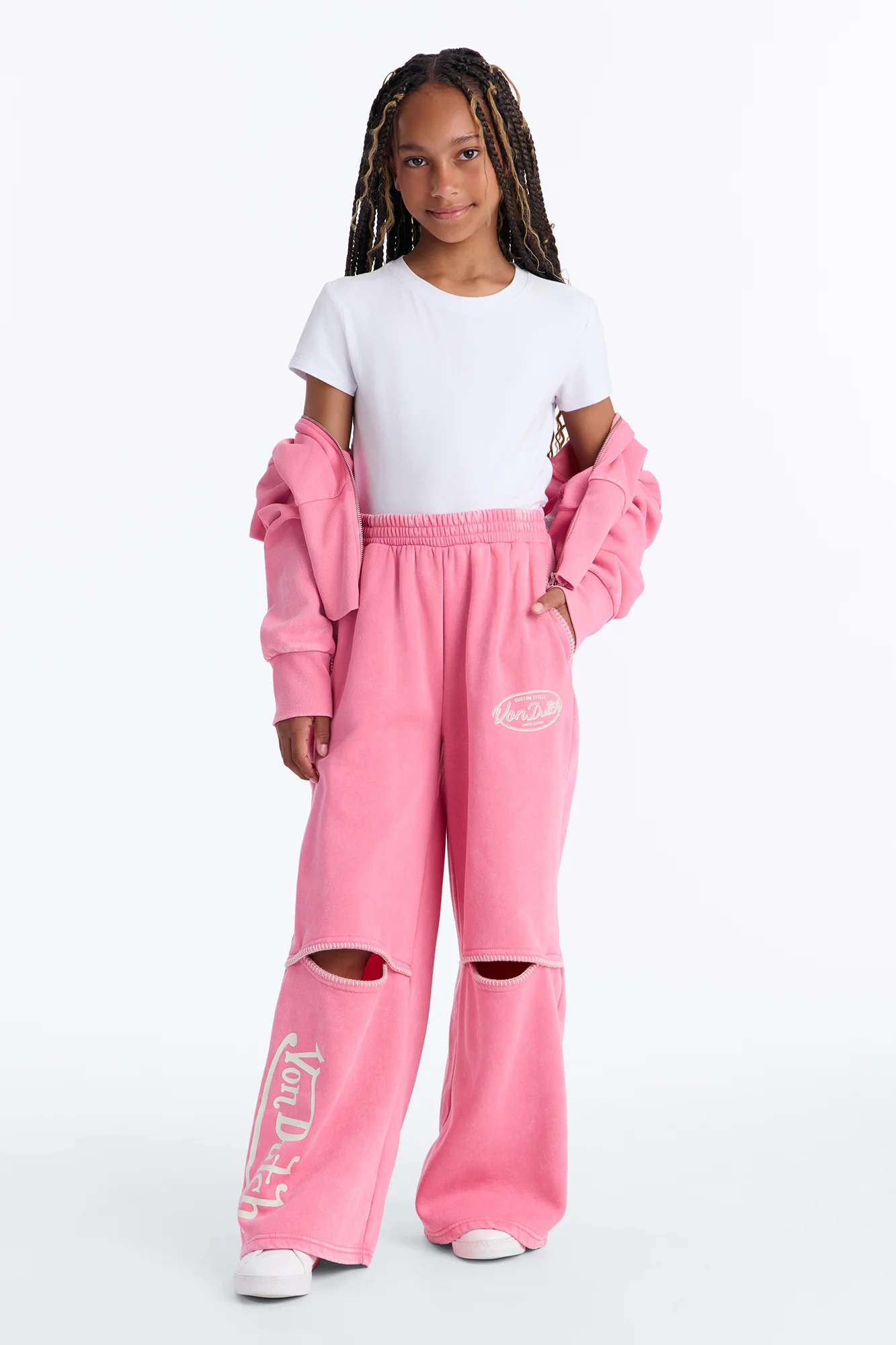 Mini Von Dutch Washed Faded Love Pants - Pink