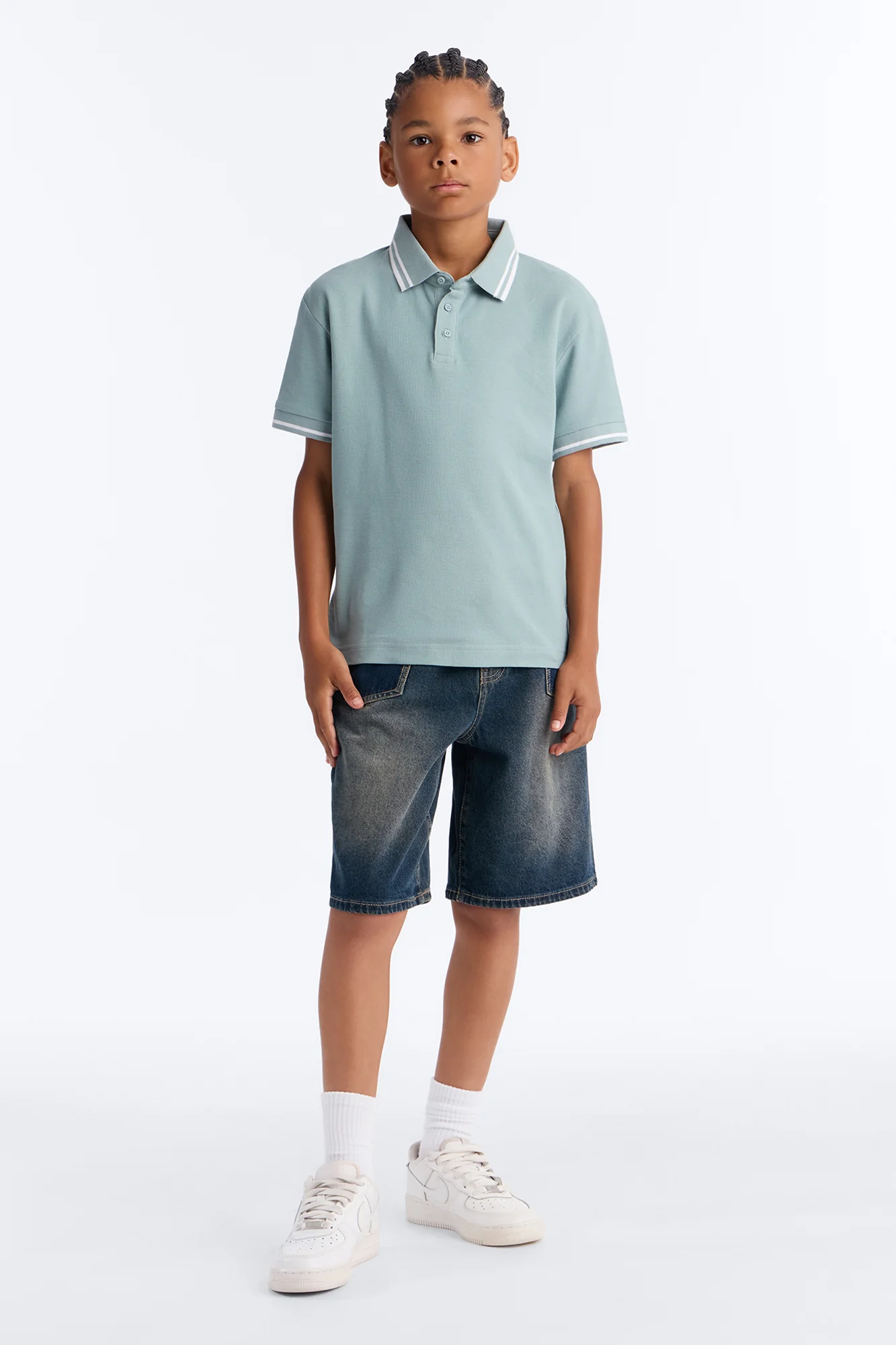 Mini Wilson Short Sleeve Polo - Slate Blue - Image 2