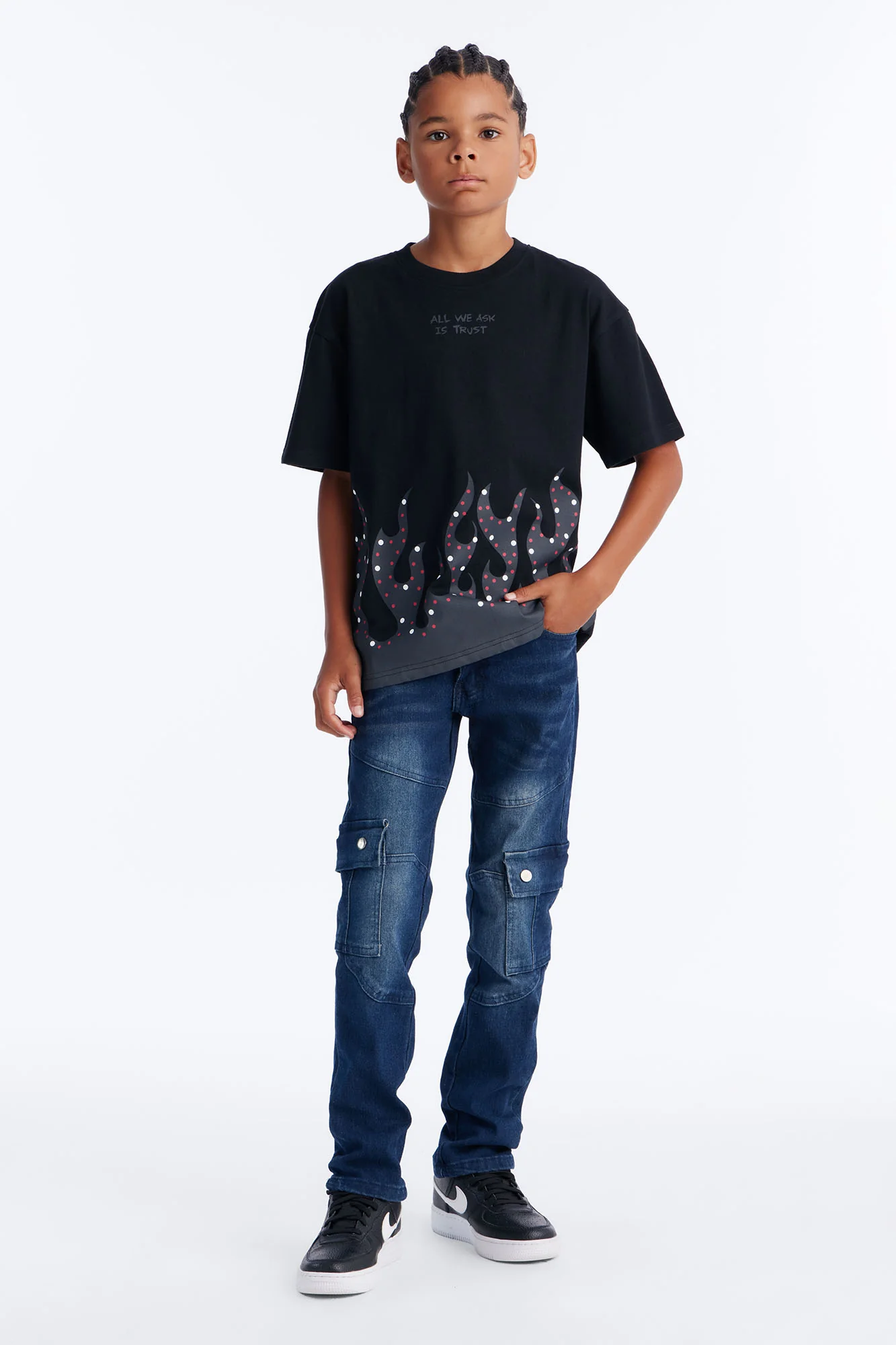 Mini Working On It Cargo Jeans - Medium Blue Wash