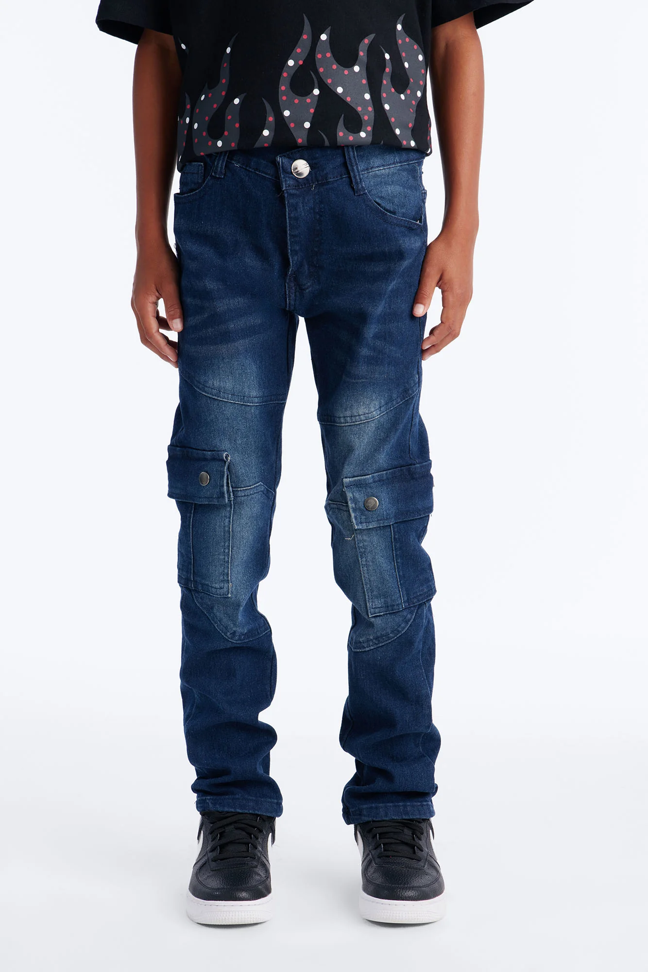 Mini Working On It Cargo Jeans - Medium Blue Wash - Image 2