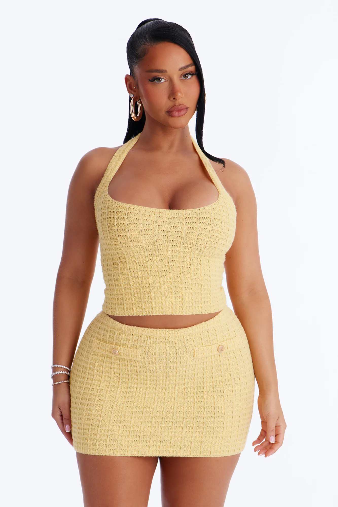 Minimal Effort Sweater Halter Top - Butter Yellow - Image 2