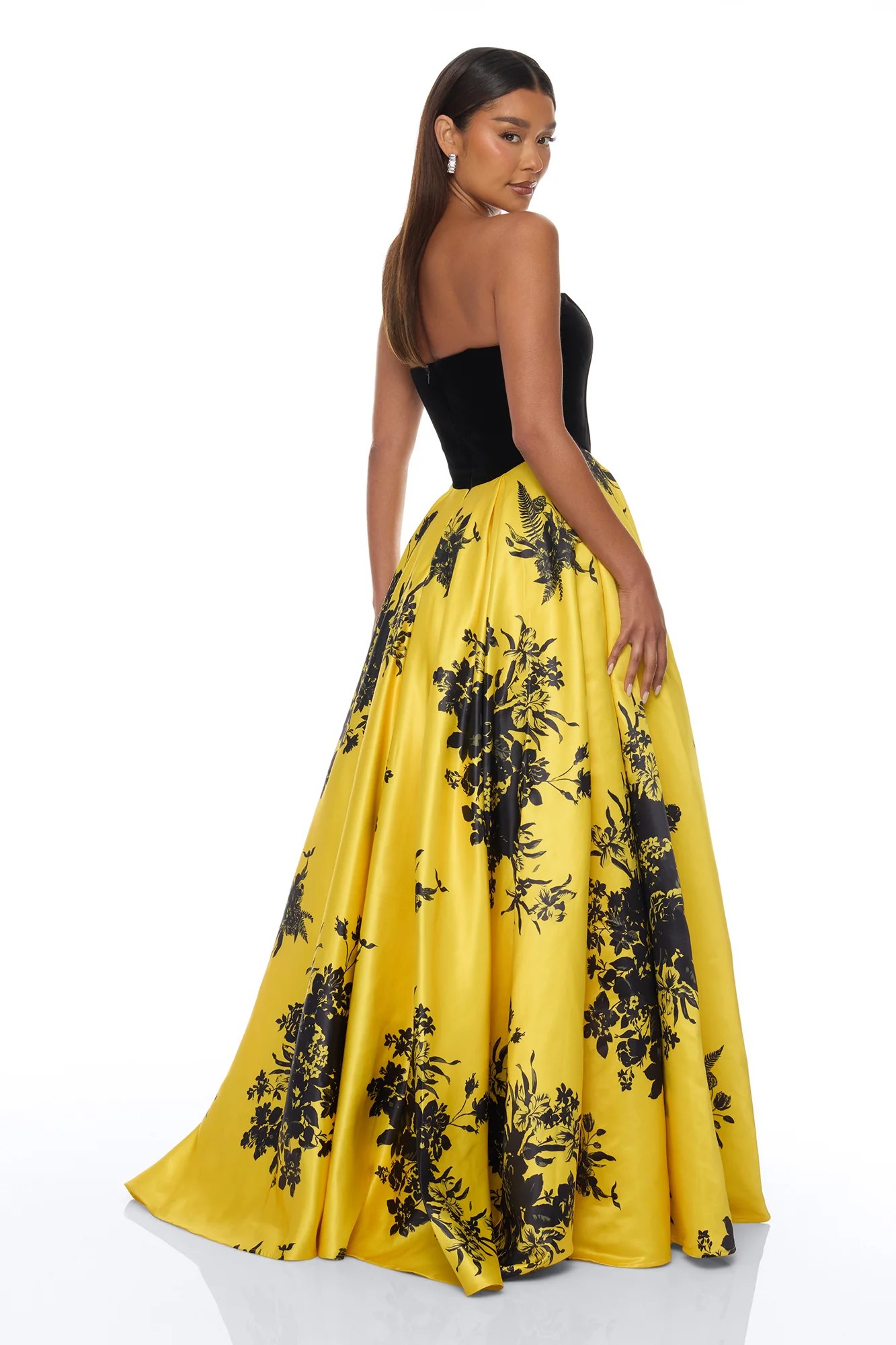 Miranda A Line Gown - Yellow/combo - Image 4