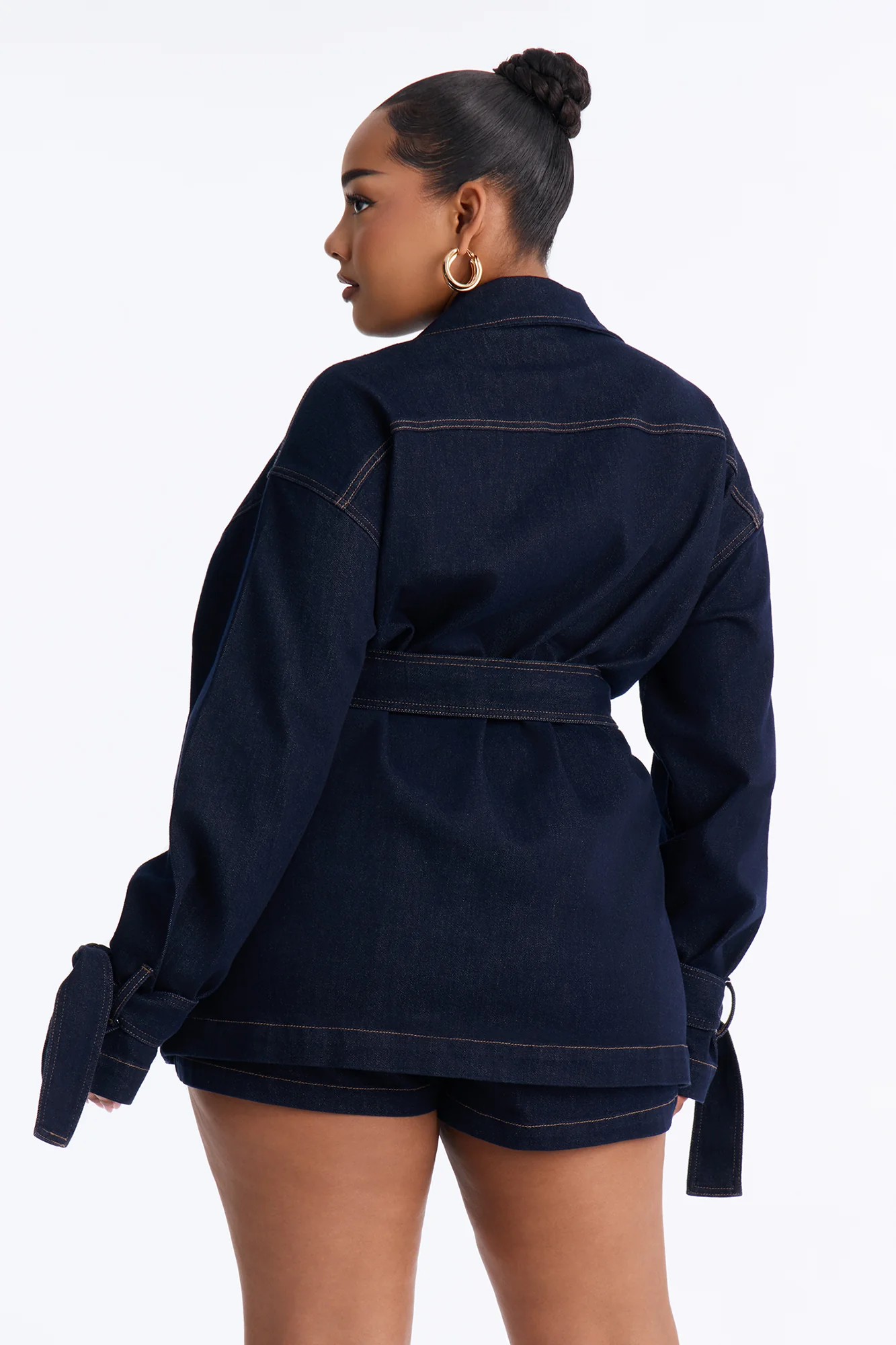 Miranda Belted Denim Short Set - Dark Denim - Image 5