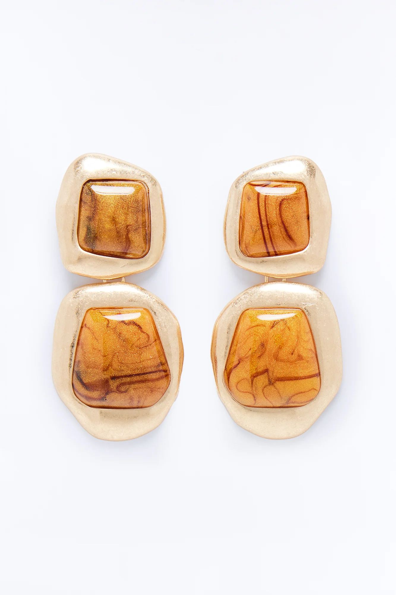 Mod Vibes Drop Earrings - Gold/Brown - Image 3