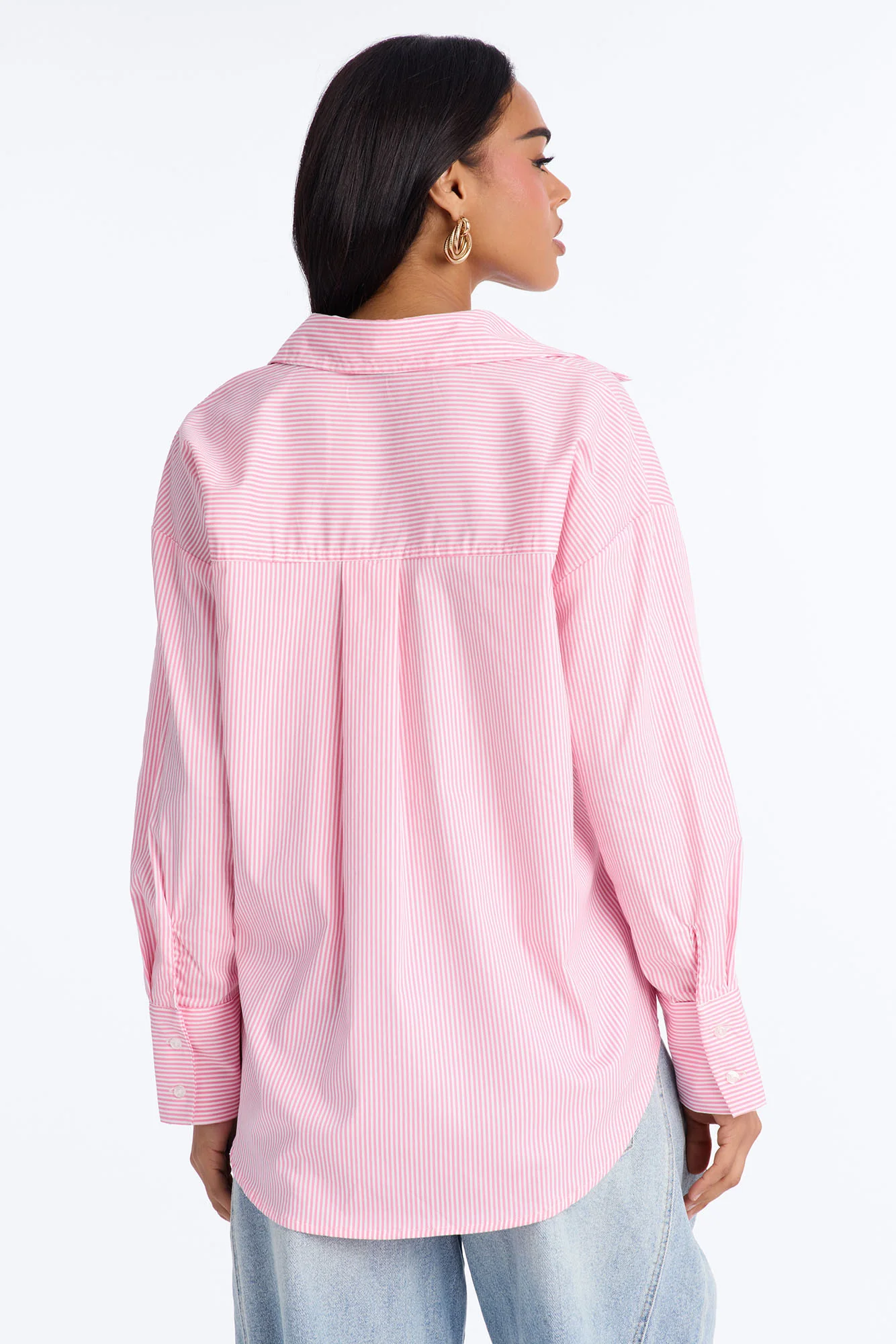 Modern Classic Pinstripe Poplin Shirt - Pink/combo - Image 4