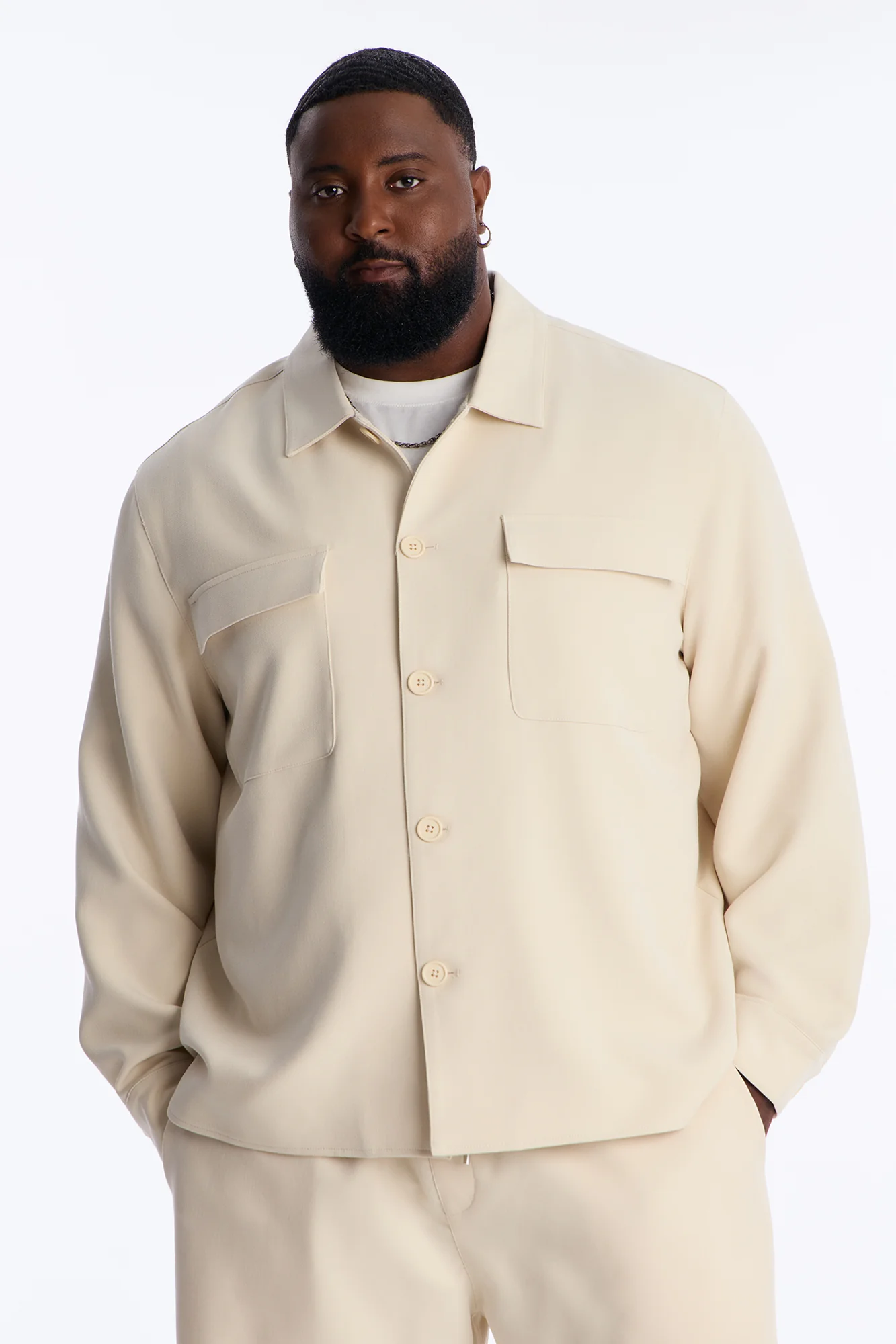 Modern Essential Relaxed Overshirt - Beige - Image 5