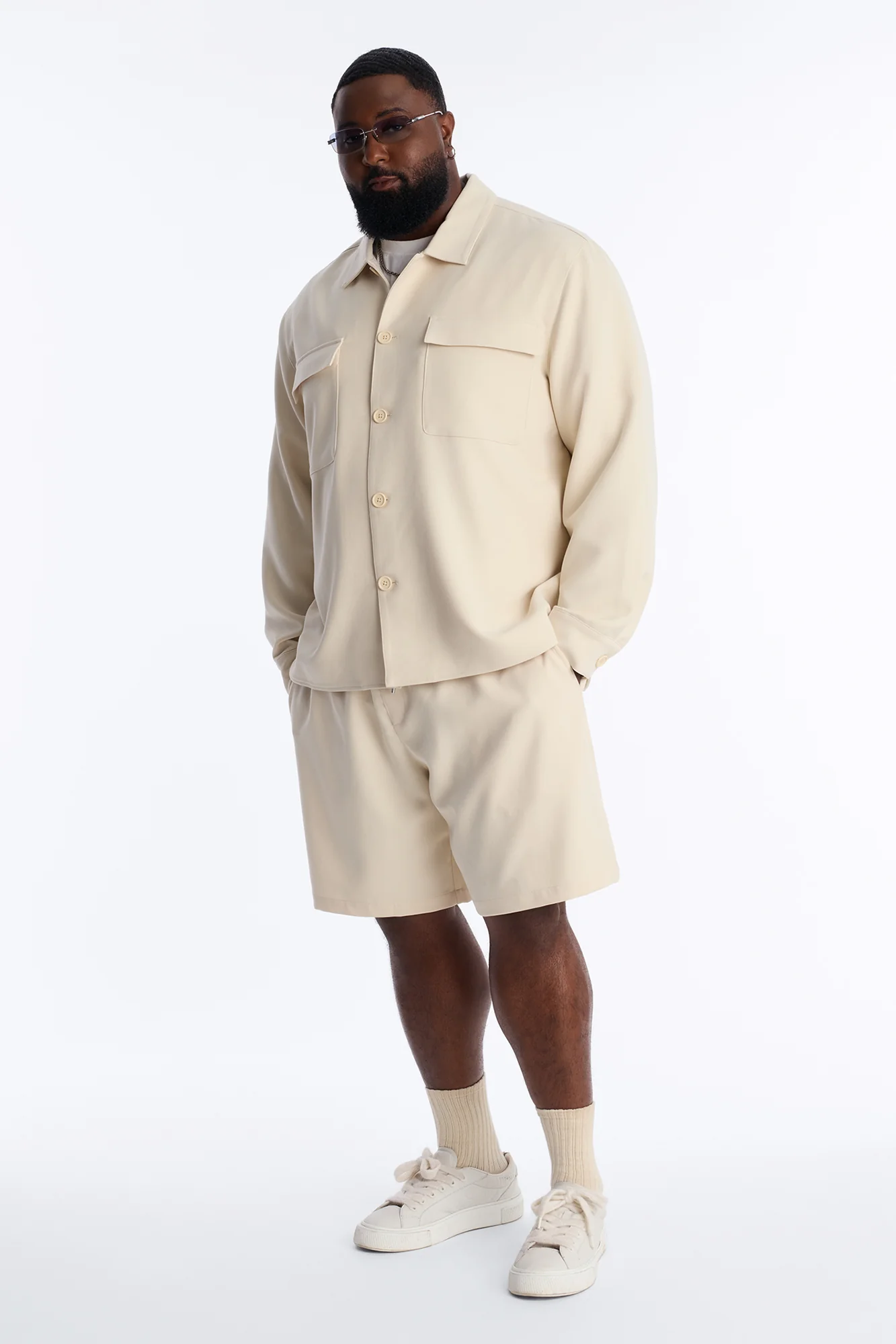 Modern Essential Relaxed Overshirt - Beige - Image 6