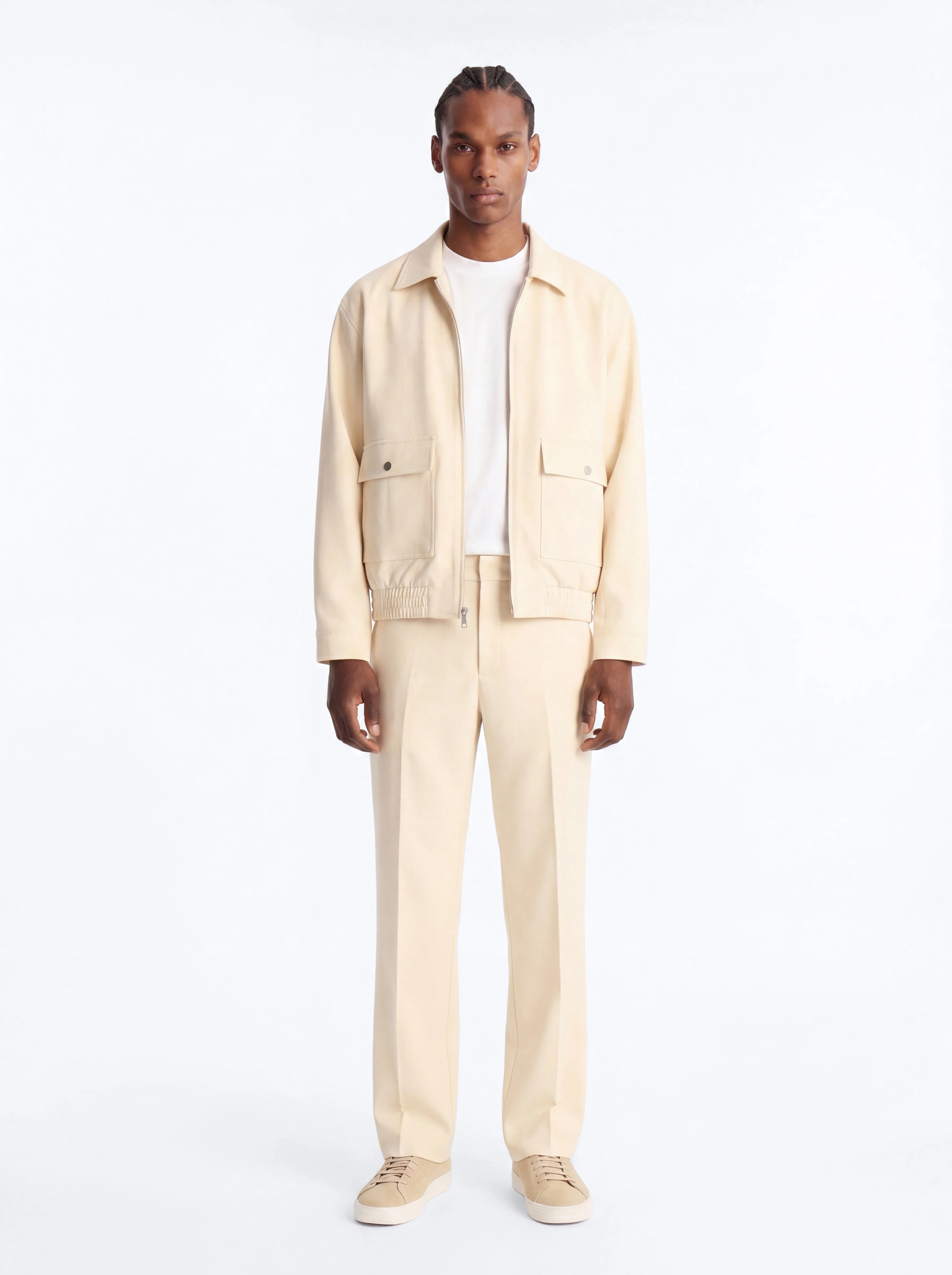 Modern Essential Relaxed Straight Hybrid Waist Trouser - Beige - Image 2