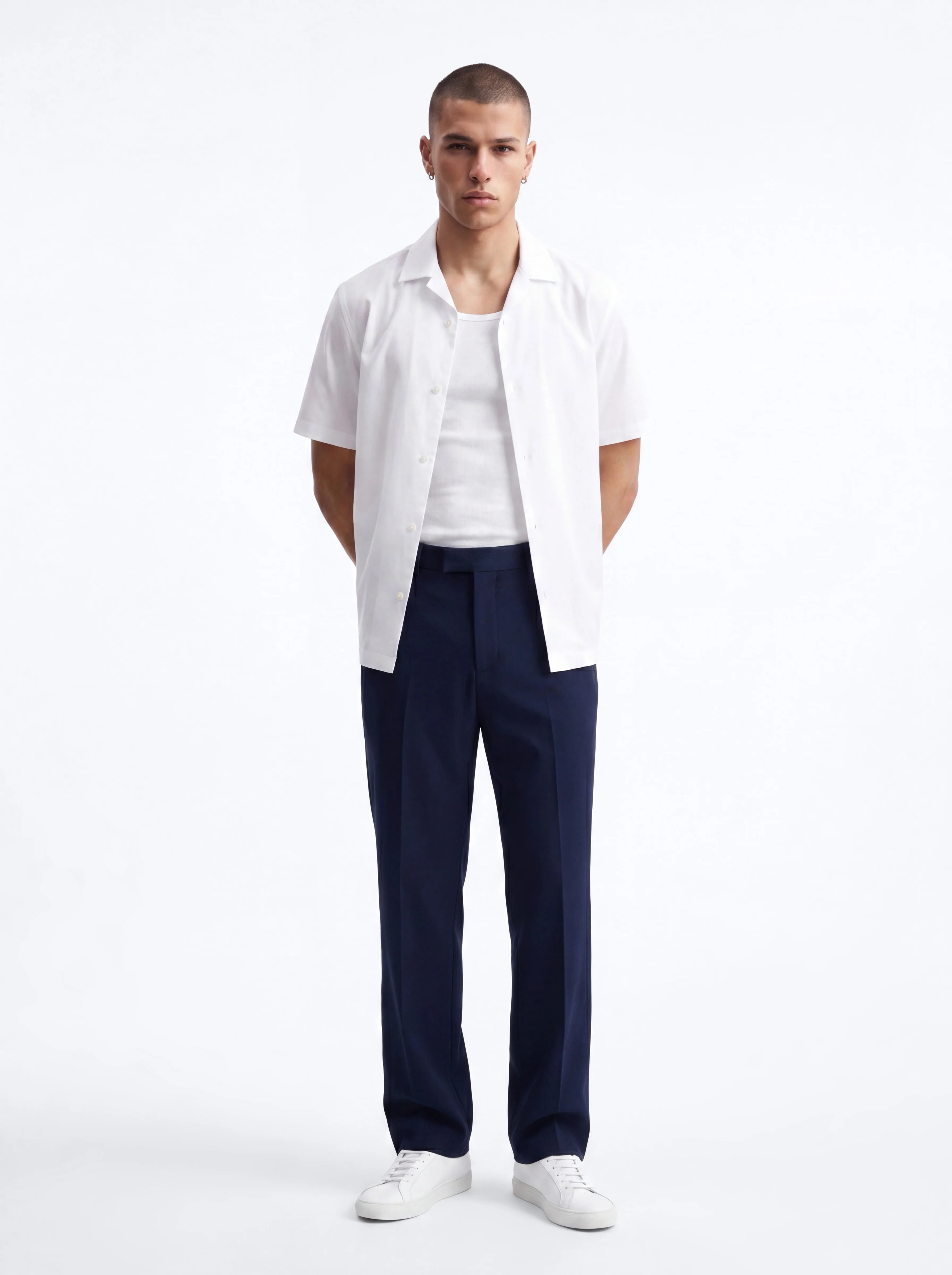 Modern Essential Relaxed Straight Hybrid Waist Trouser - Navy - Image 2