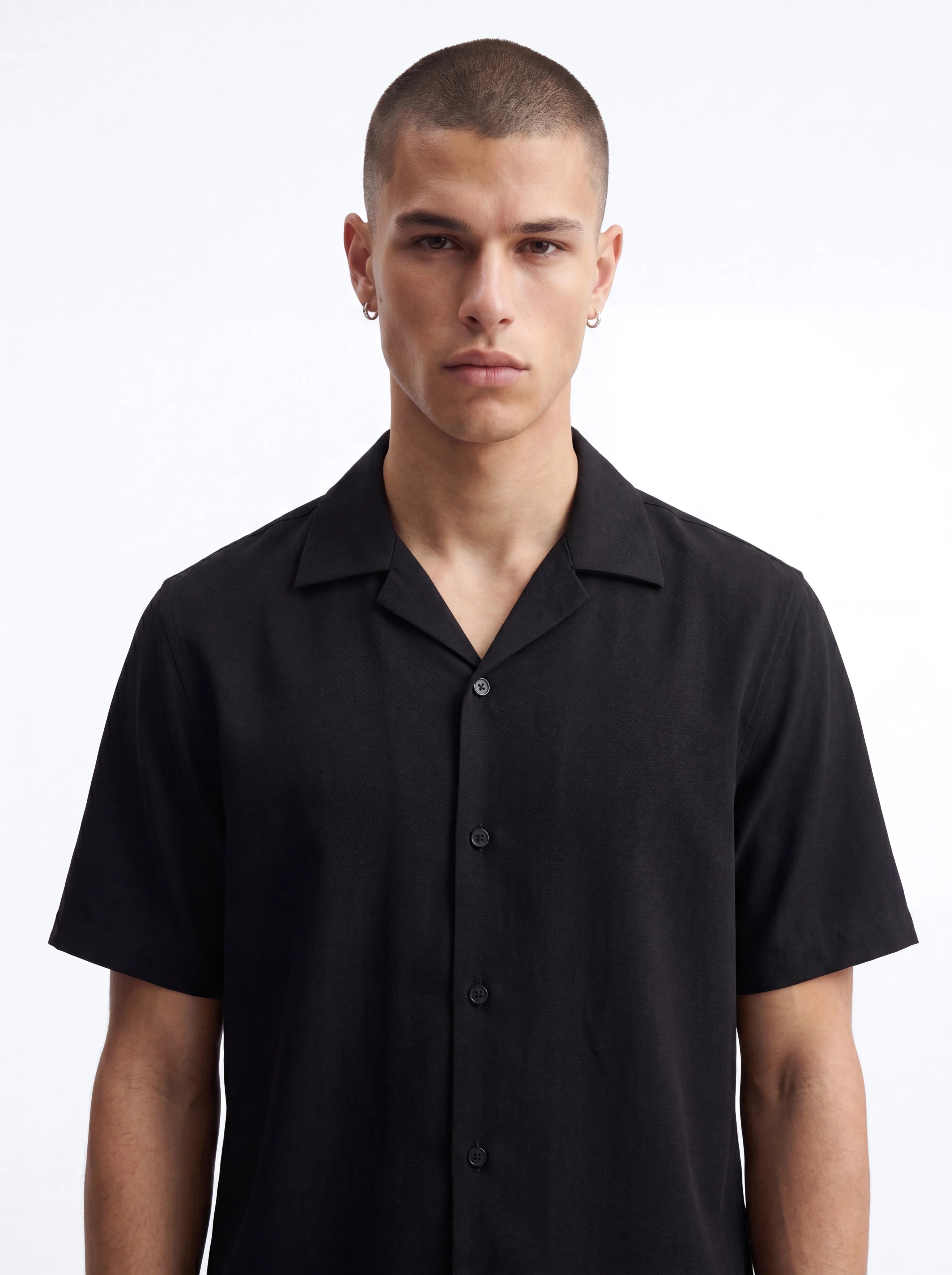 Modern Essential Sleeve Cuban Collar Button Down - Black - Image 4