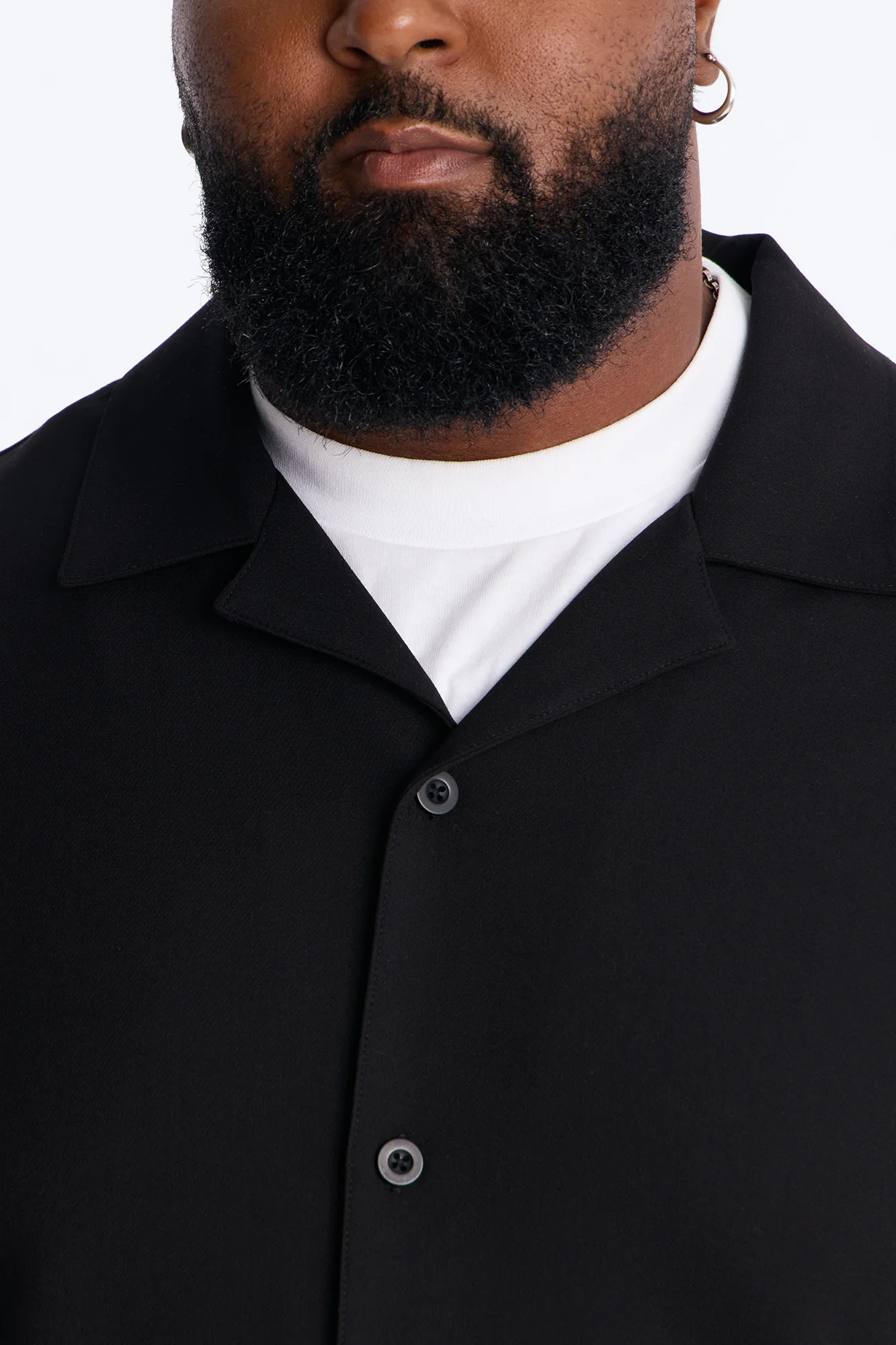 Modern Essential Sleeve Cuban Collar Button Down - Black - Image 7