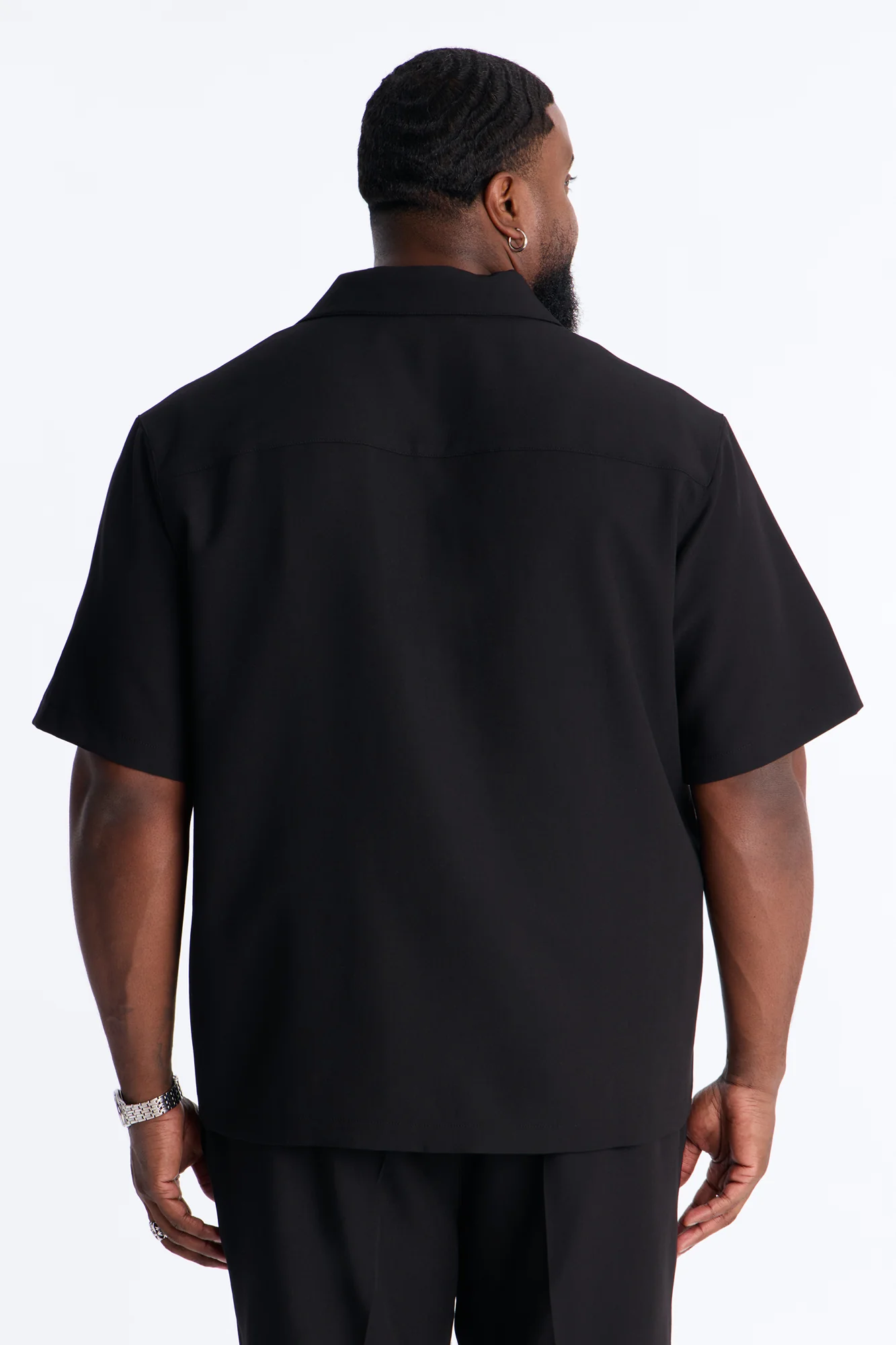 Modern Essential Sleeve Cuban Collar Button Down - Black - Image 8