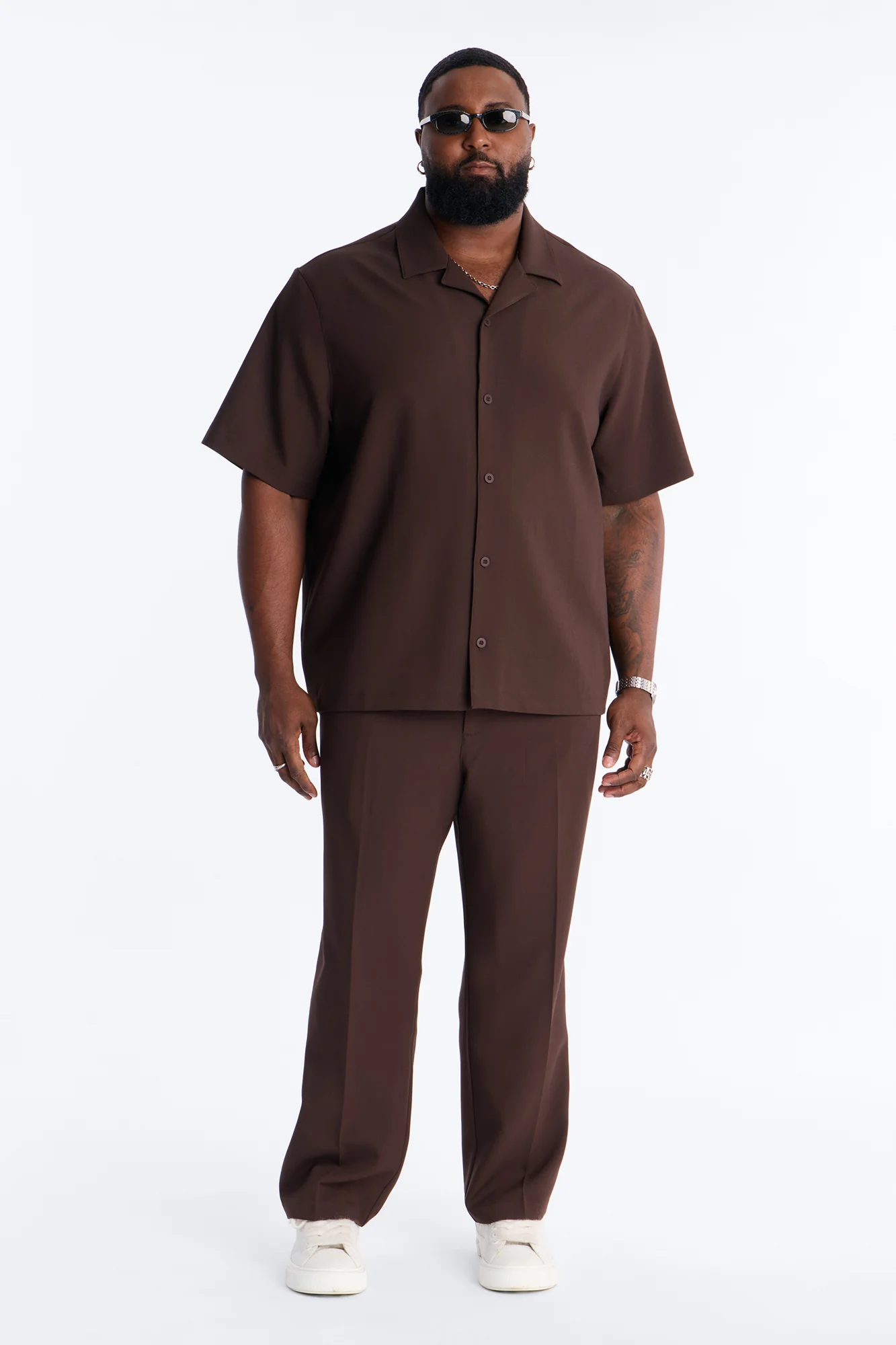 Modern Essential Sleeve Cuban Collar Button Down - Chocolate - Image 6