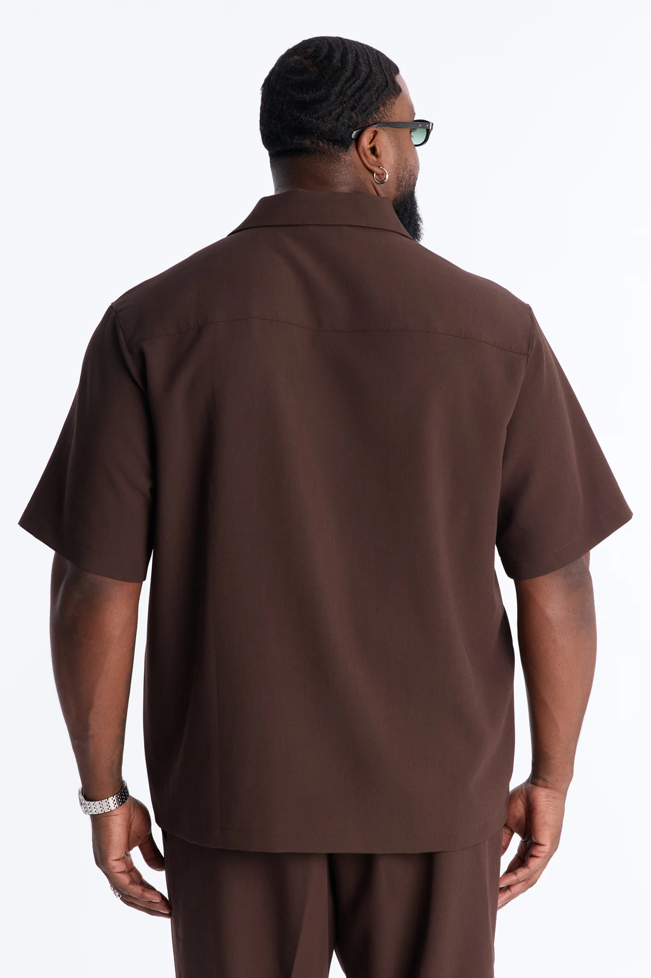 Modern Essential Sleeve Cuban Collar Button Down - Chocolate - Image 8