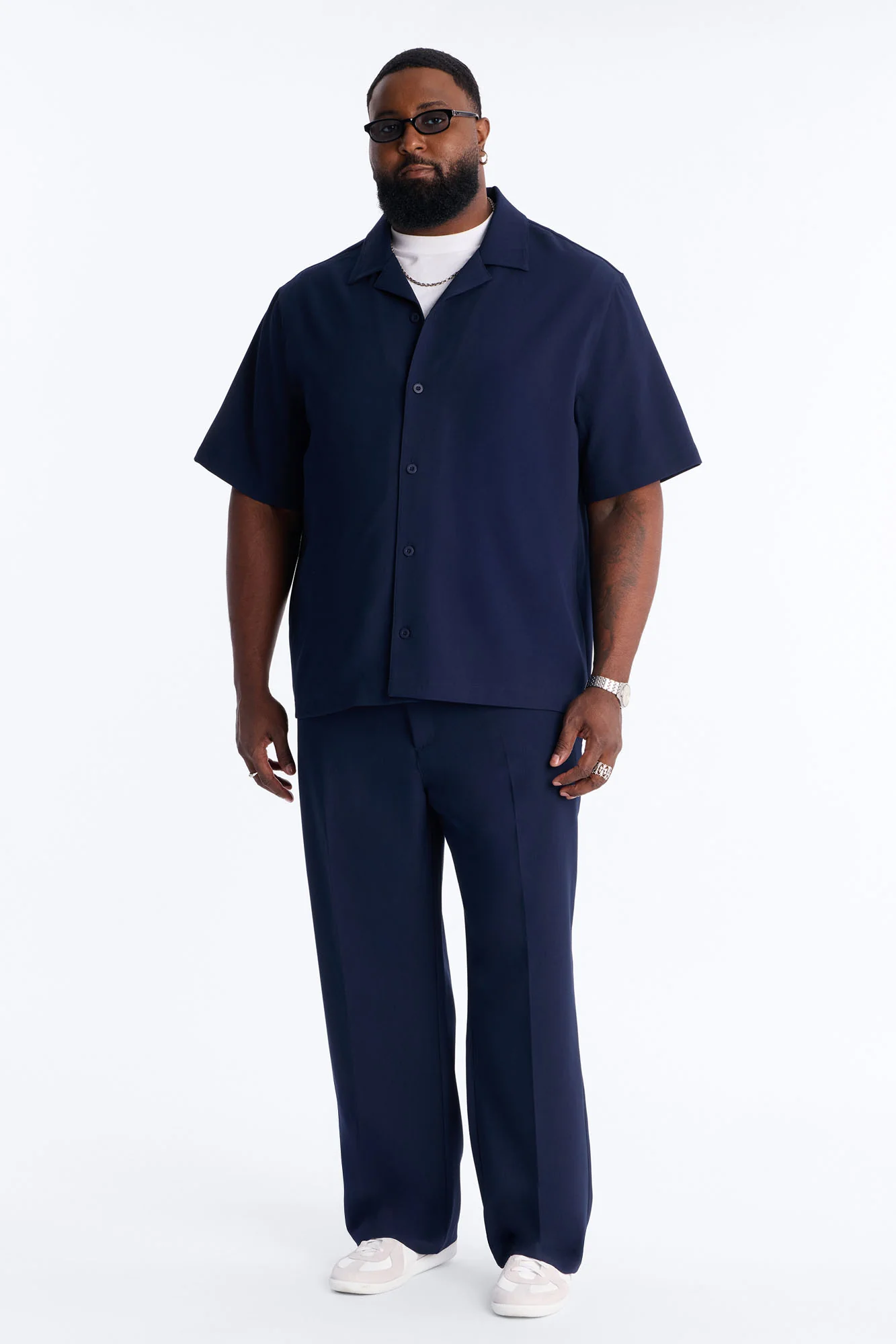 Modern Essential Sleeve Cuban Collar Button Down - Navy - Image 6