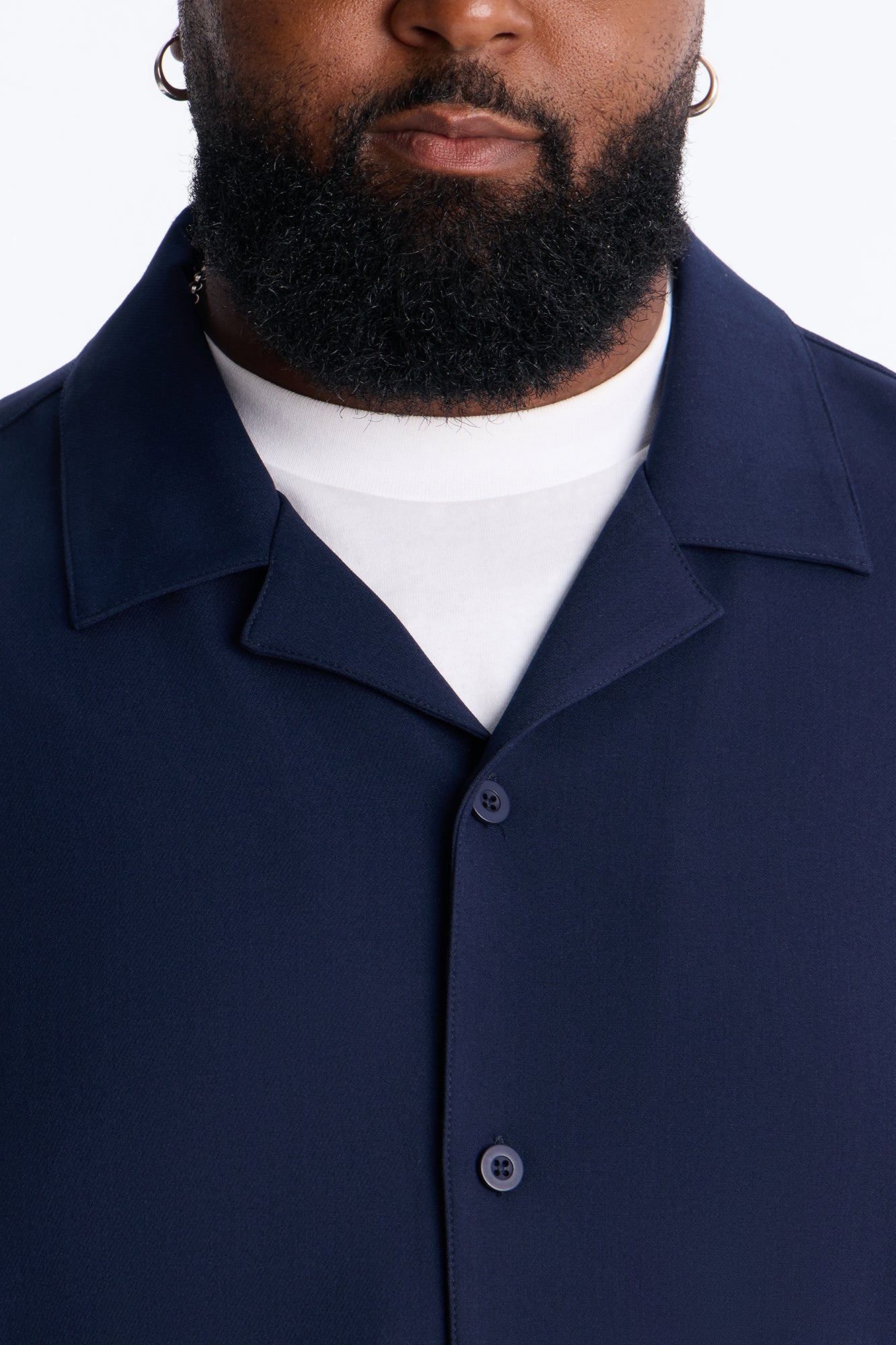 Modern Essential Sleeve Cuban Collar Button Down - Navy - Image 7
