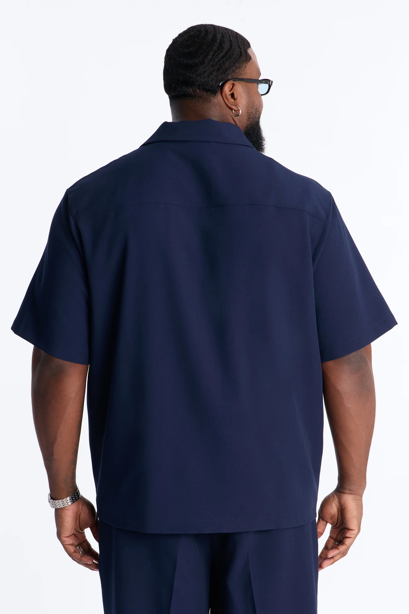 Modern Essential Sleeve Cuban Collar Button Down - Navy - Image 8