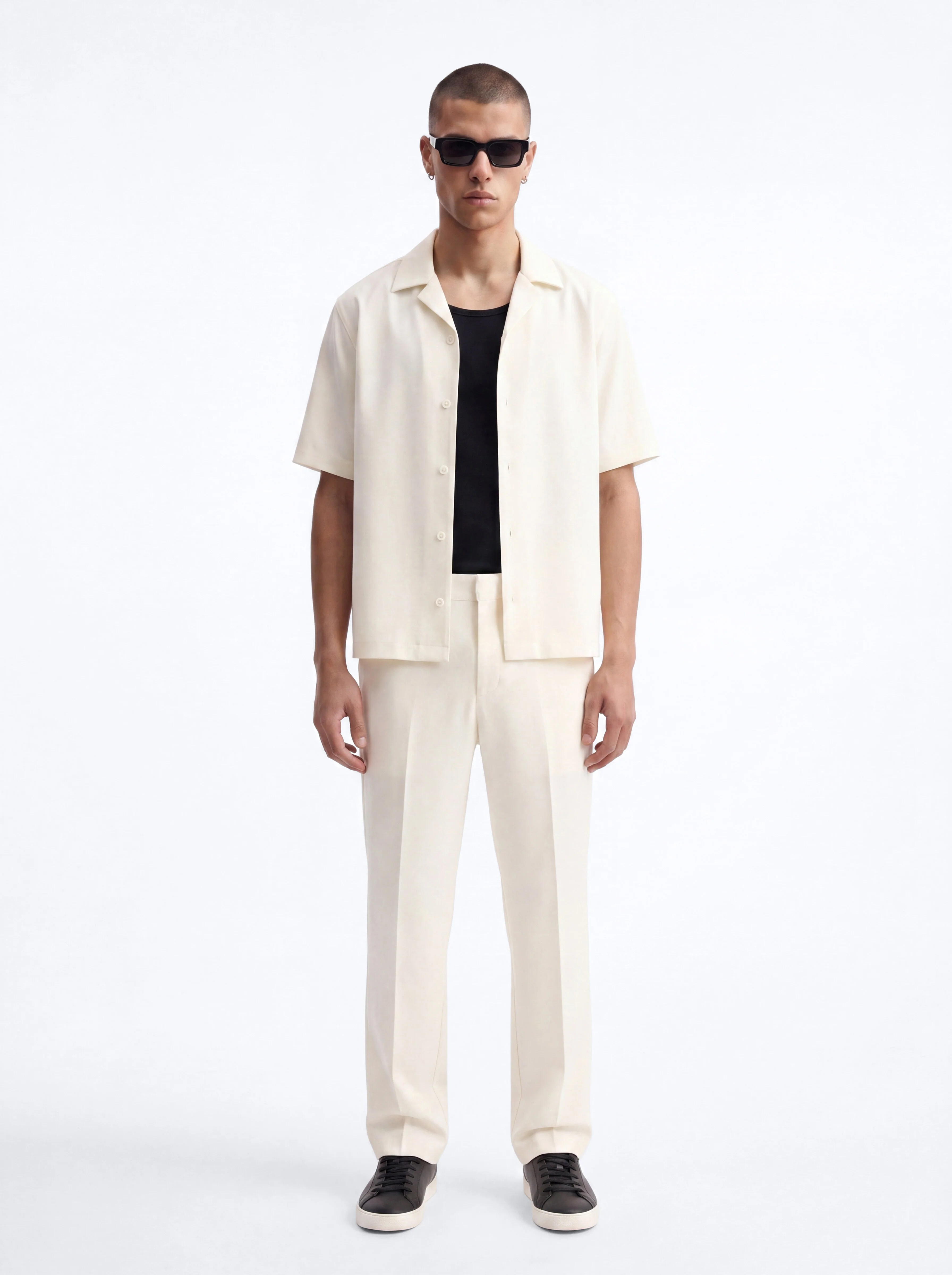 Modern Essential Sleeve Cuban Collar Button Down - Off White