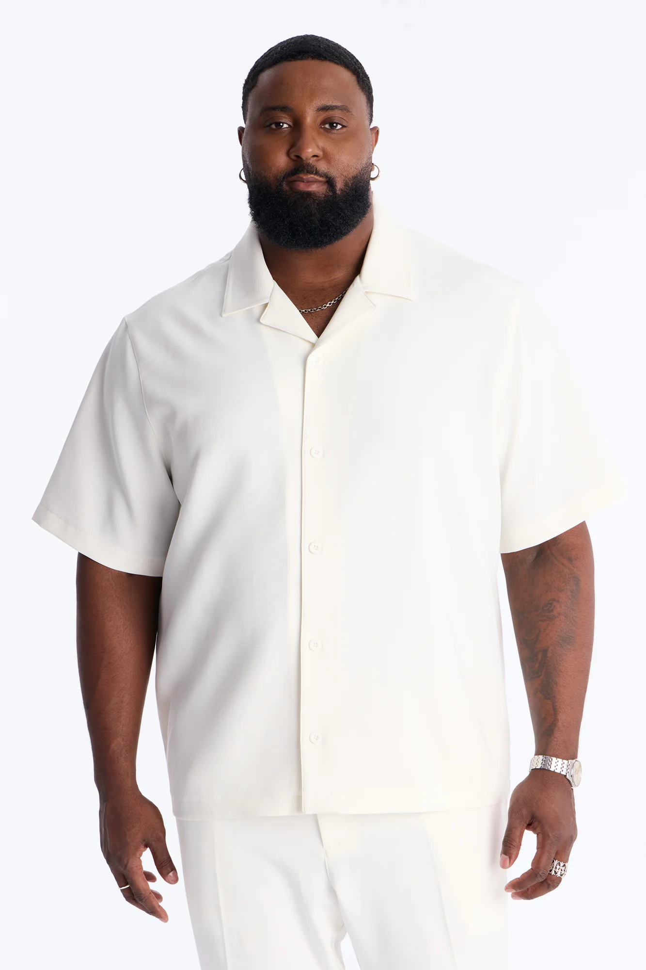 Modern Essential Sleeve Cuban Collar Button Down - Off White - Image 5
