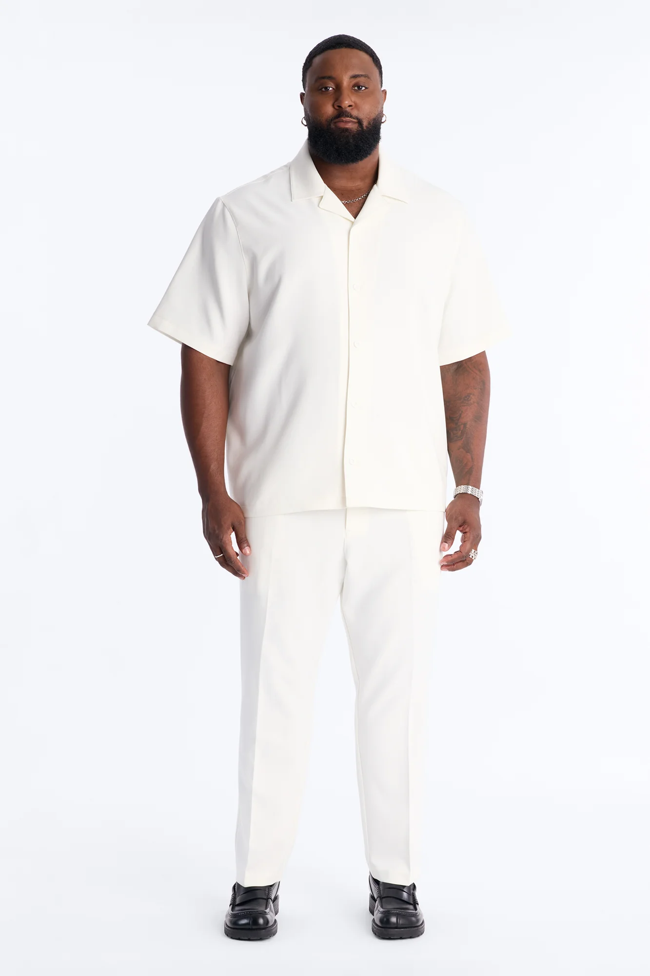 Modern Essential Sleeve Cuban Collar Button Down - Off White - Image 6
